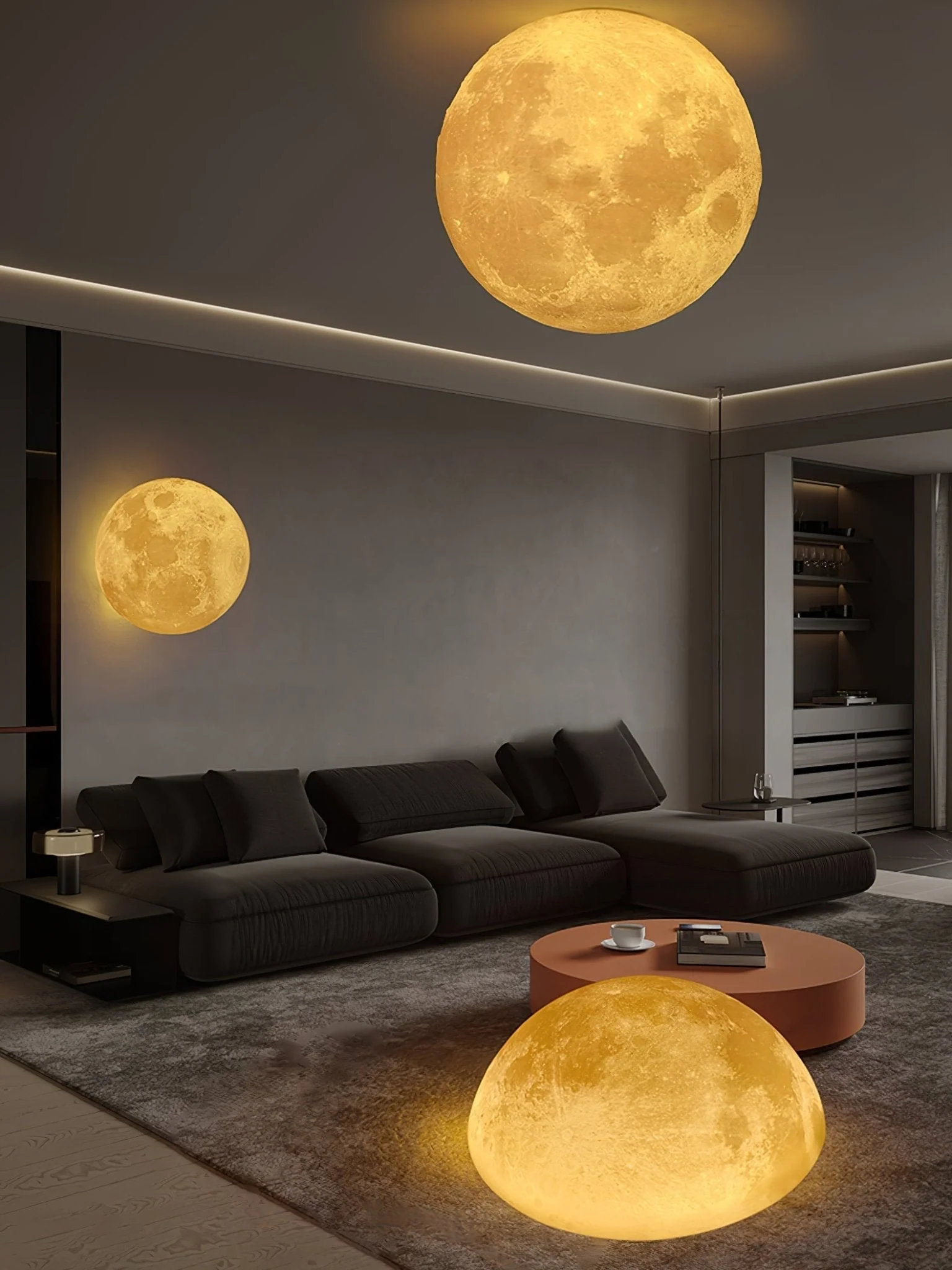 Olsolan Nordic Art Moon 3D Plastic Wall Lamp - Image 28