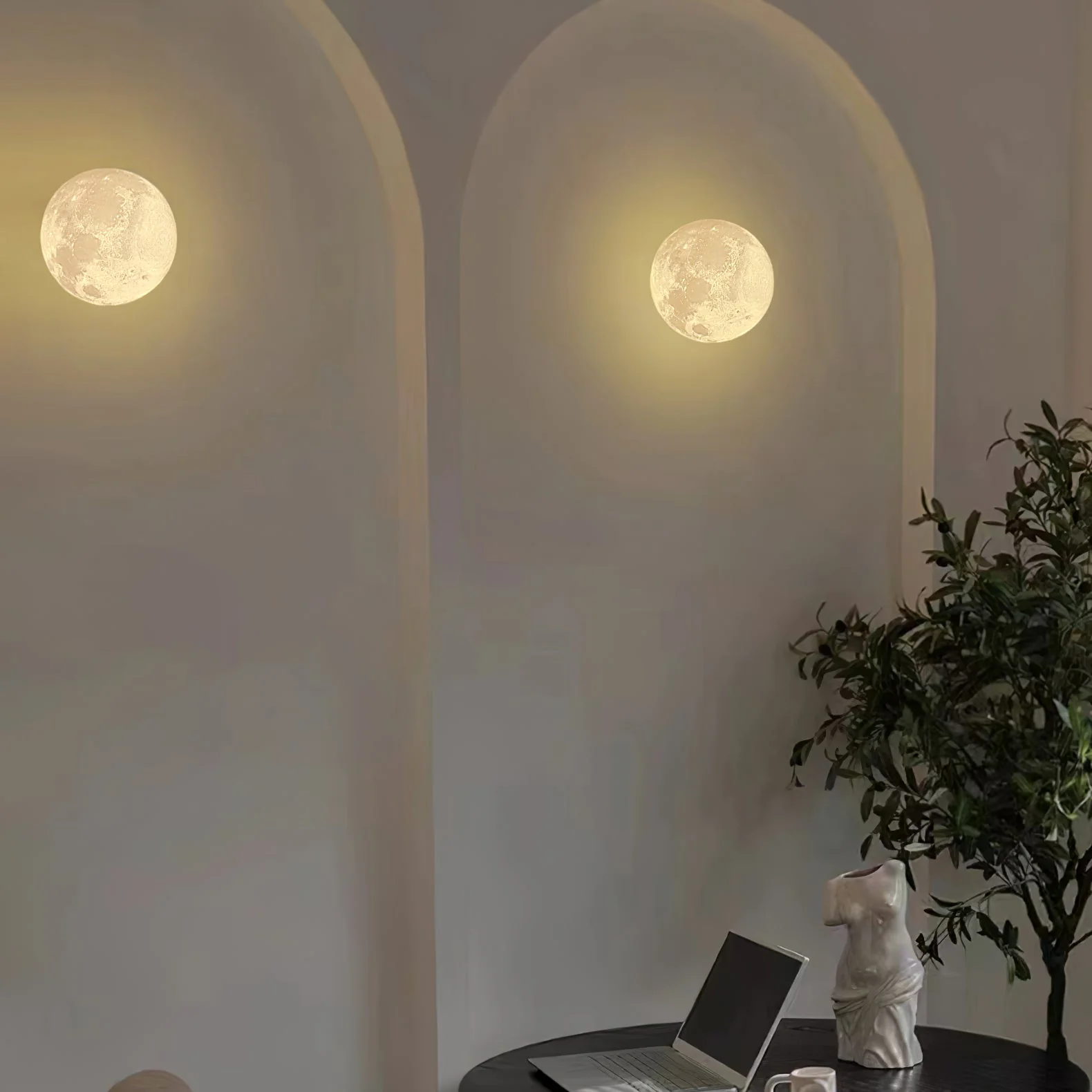 Olsolan Nordic Art Moon 3D Plastic Wall Lamp - Image 44