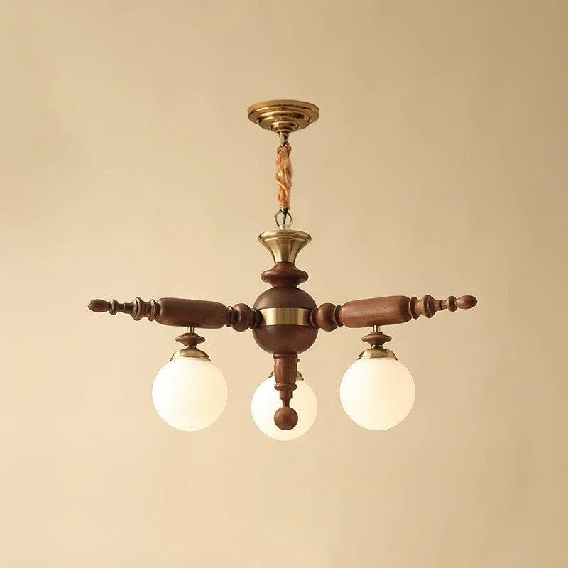 Olvenir Rustic Wood Glass Chandelier - Image 6