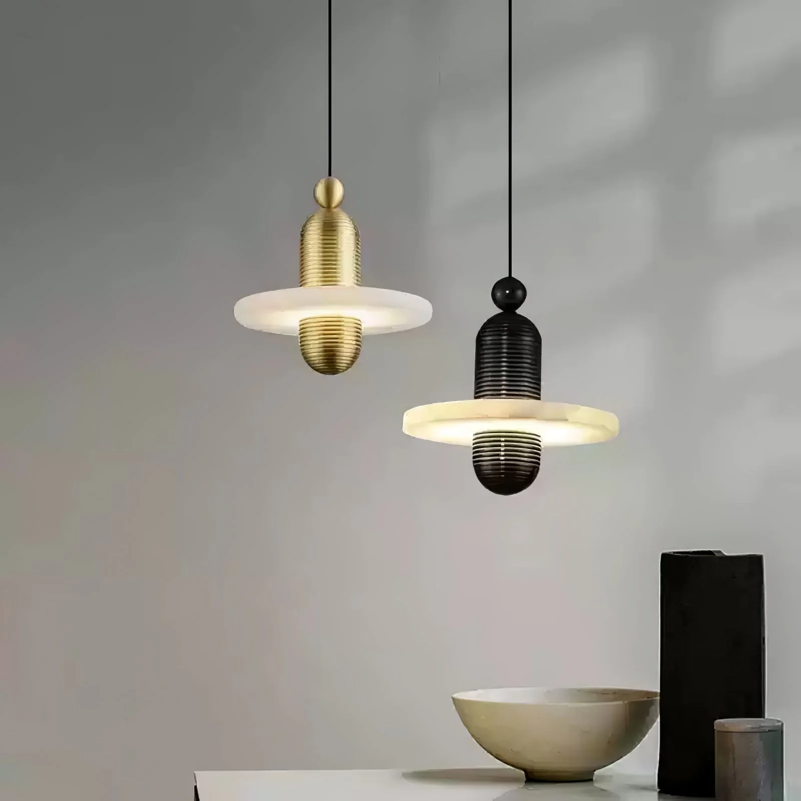 Orion Brushed Brass Alabaster Pendant Light - Image 11