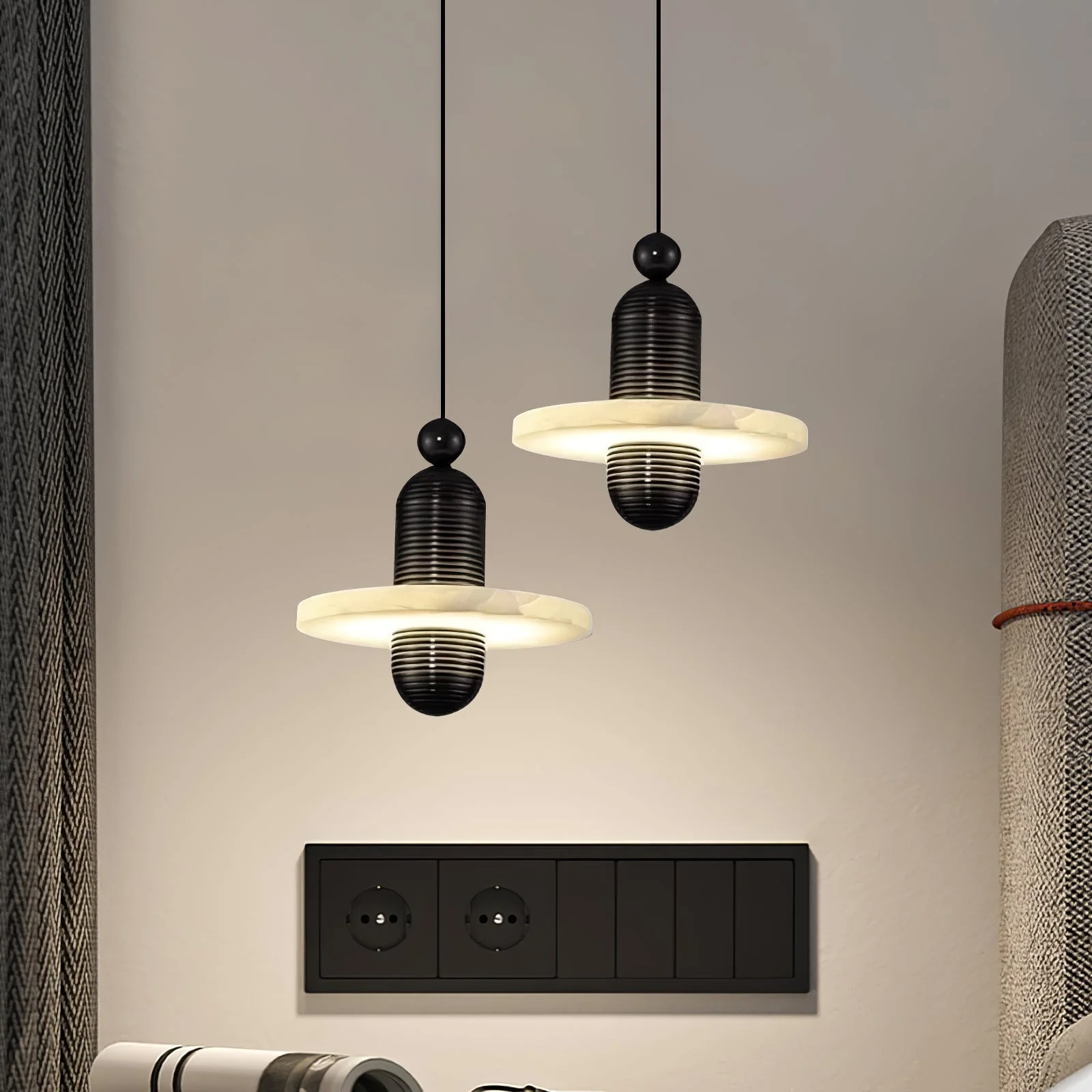 Orion Brushed Brass Alabaster Pendant Light - Image 5
