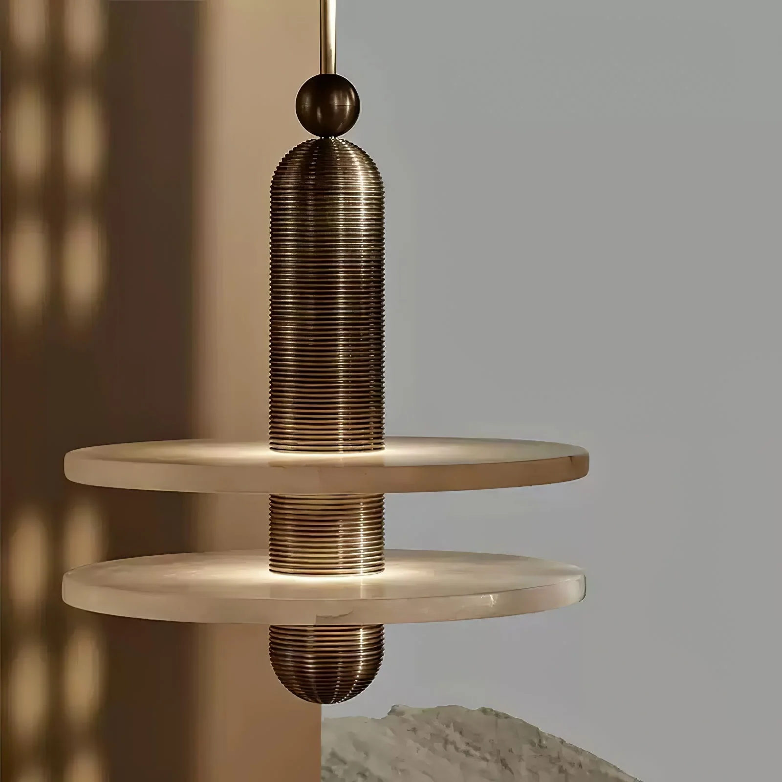Orion Brushed Brass Alabaster Pendant Light - Image 7