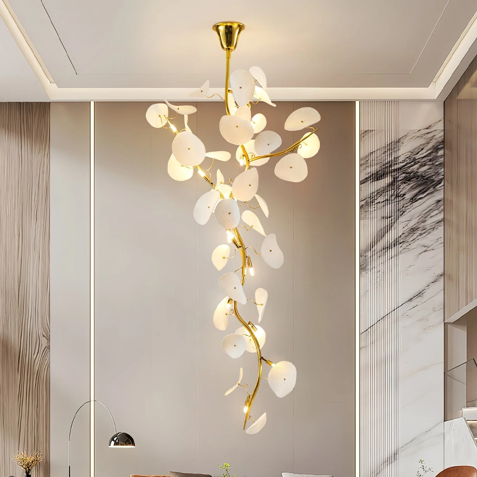 Orthair Branch Ceramic Brass Chandelier - Image 6