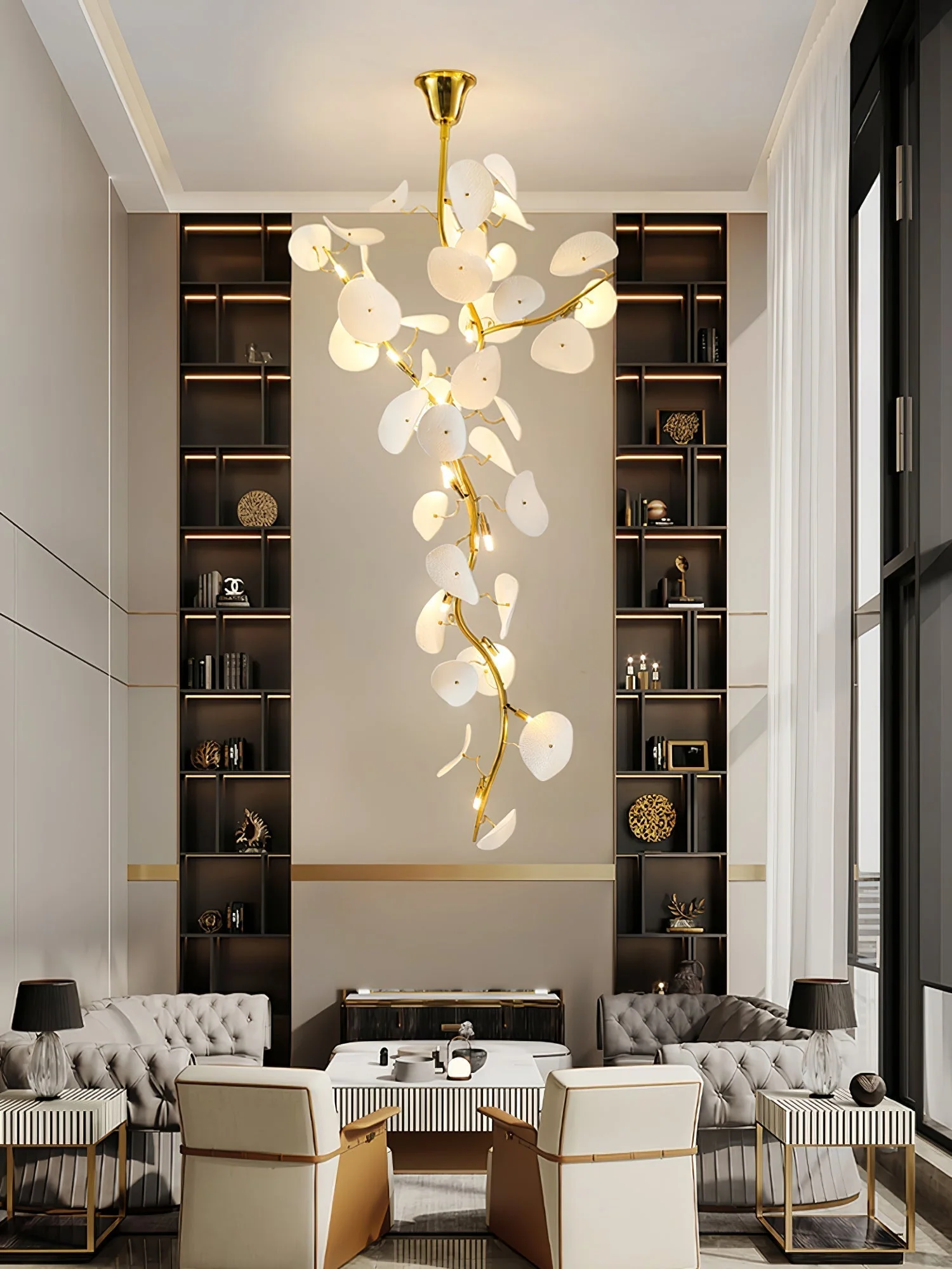 Orthair Branch Ceramic Brass Chandelier - Image 8