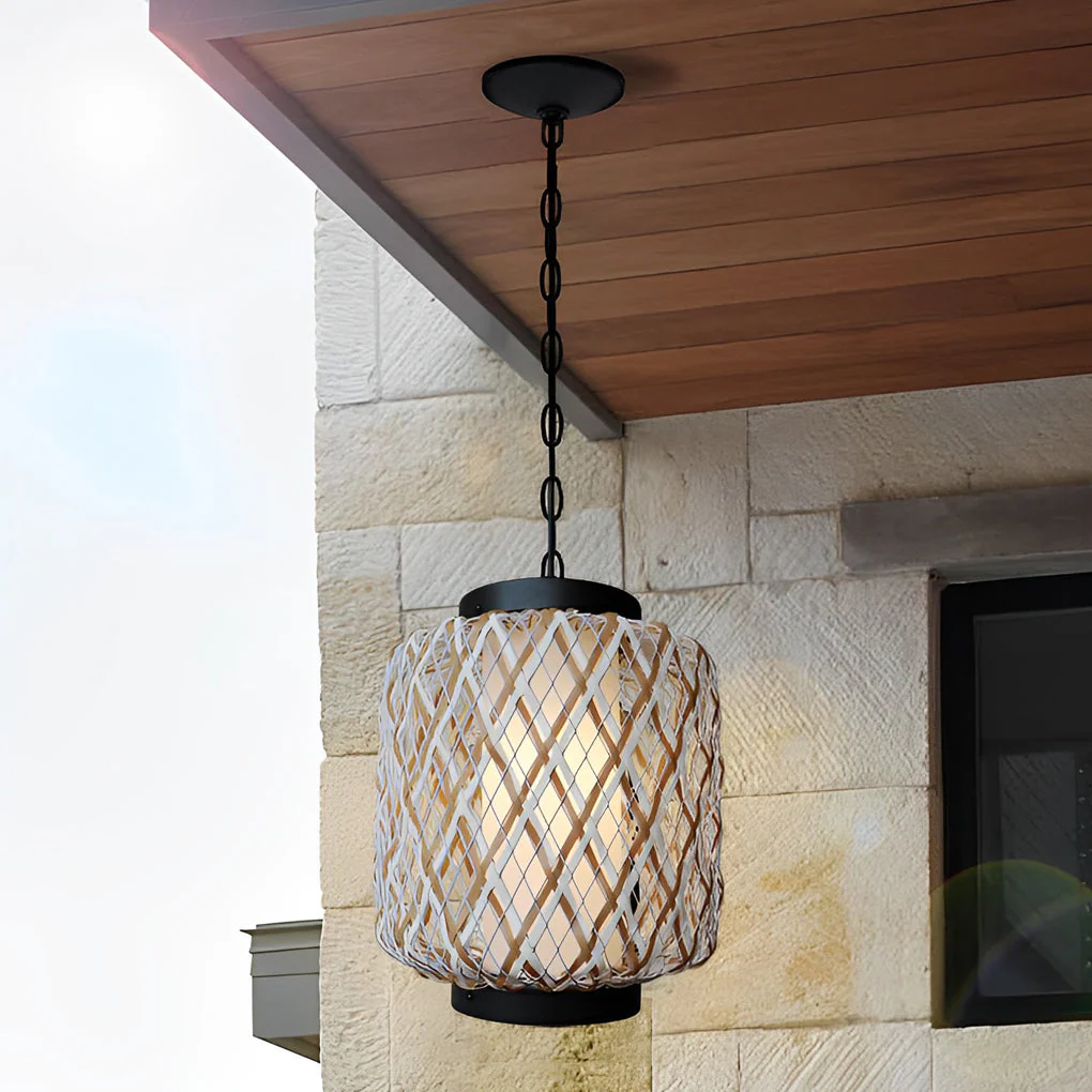 Orvee Rustic Modern Rattan Outdoor Pendants Lights - Image 11