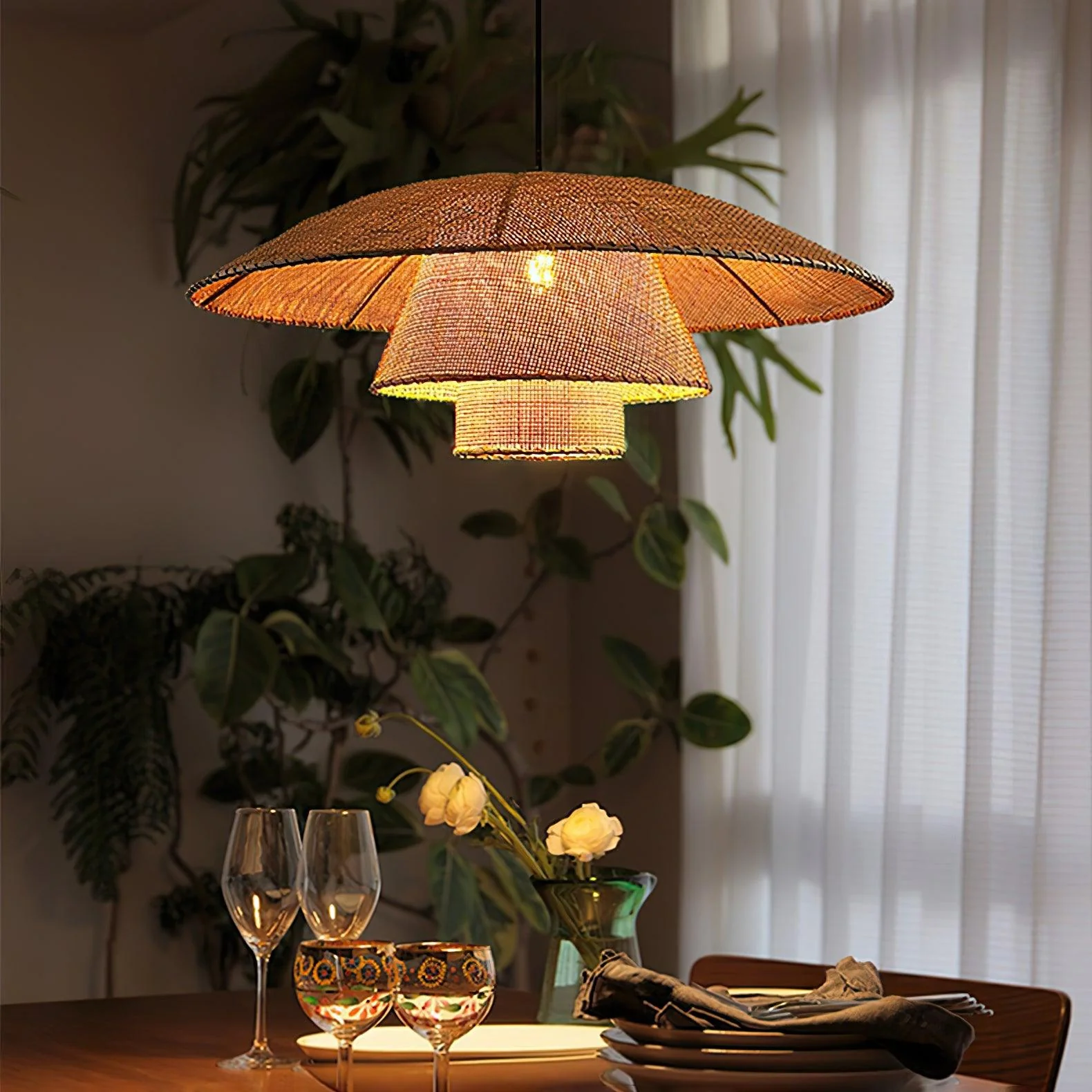 Orvellace Rattan Vintage Pendant Lamp - Image 4