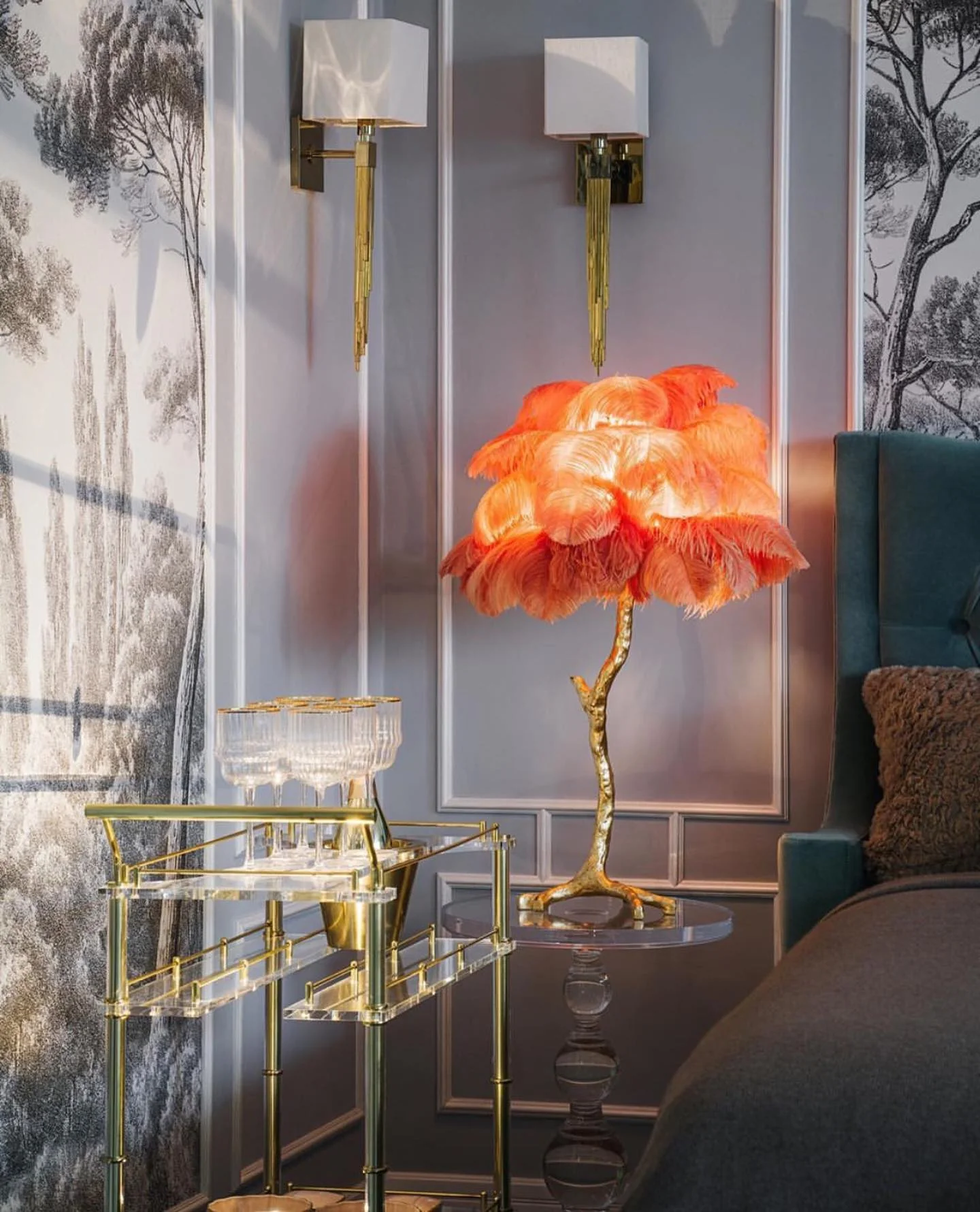 Ostrich Contemporary Feather Table Lamp - Image 31