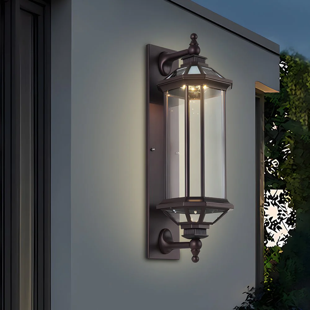 Peacemy Retro Ribbed Solar Glass Outdoor Wall Light - Image 2