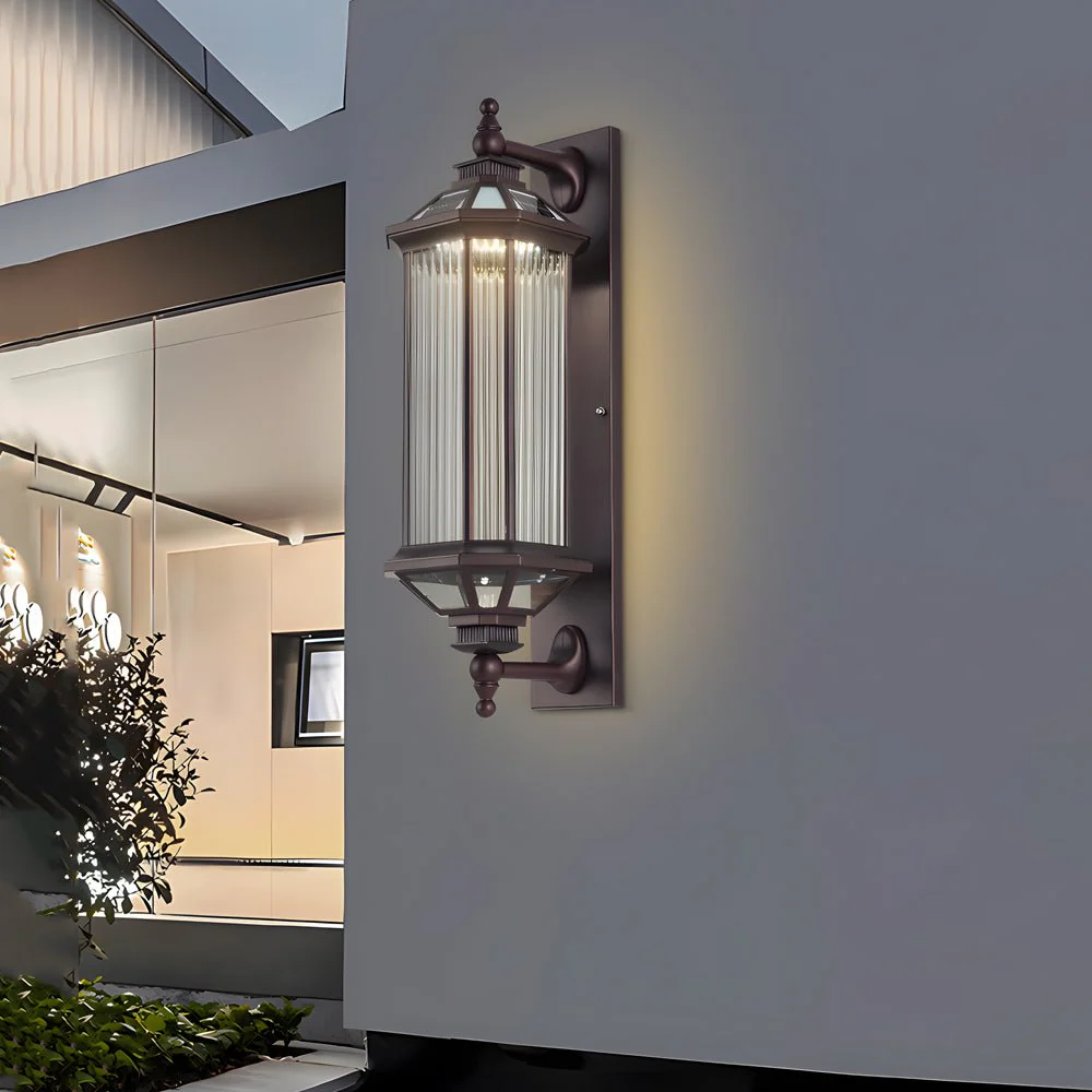 Peacemy Retro Ribbed Solar Glass Outdoor Wall Light - Image 3