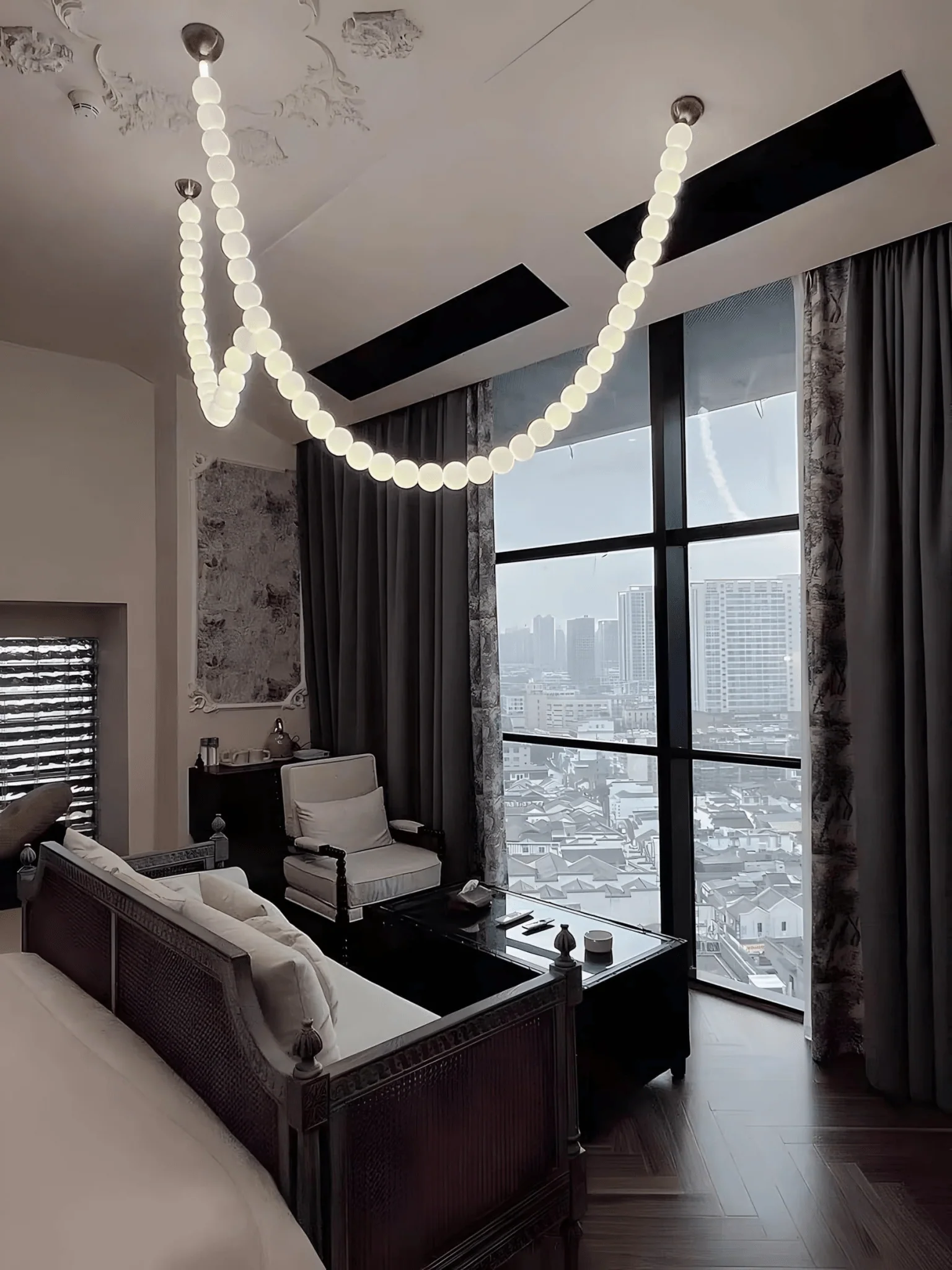 PearlCascade Glass Bead Chandelier - Image 12