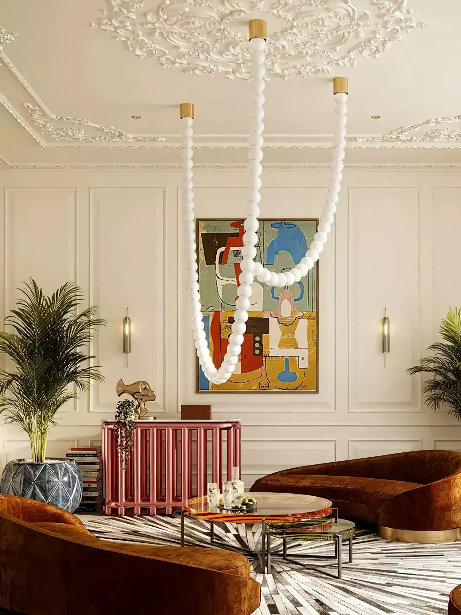 PearlCascade Glass Bead Chandelier - Image 19