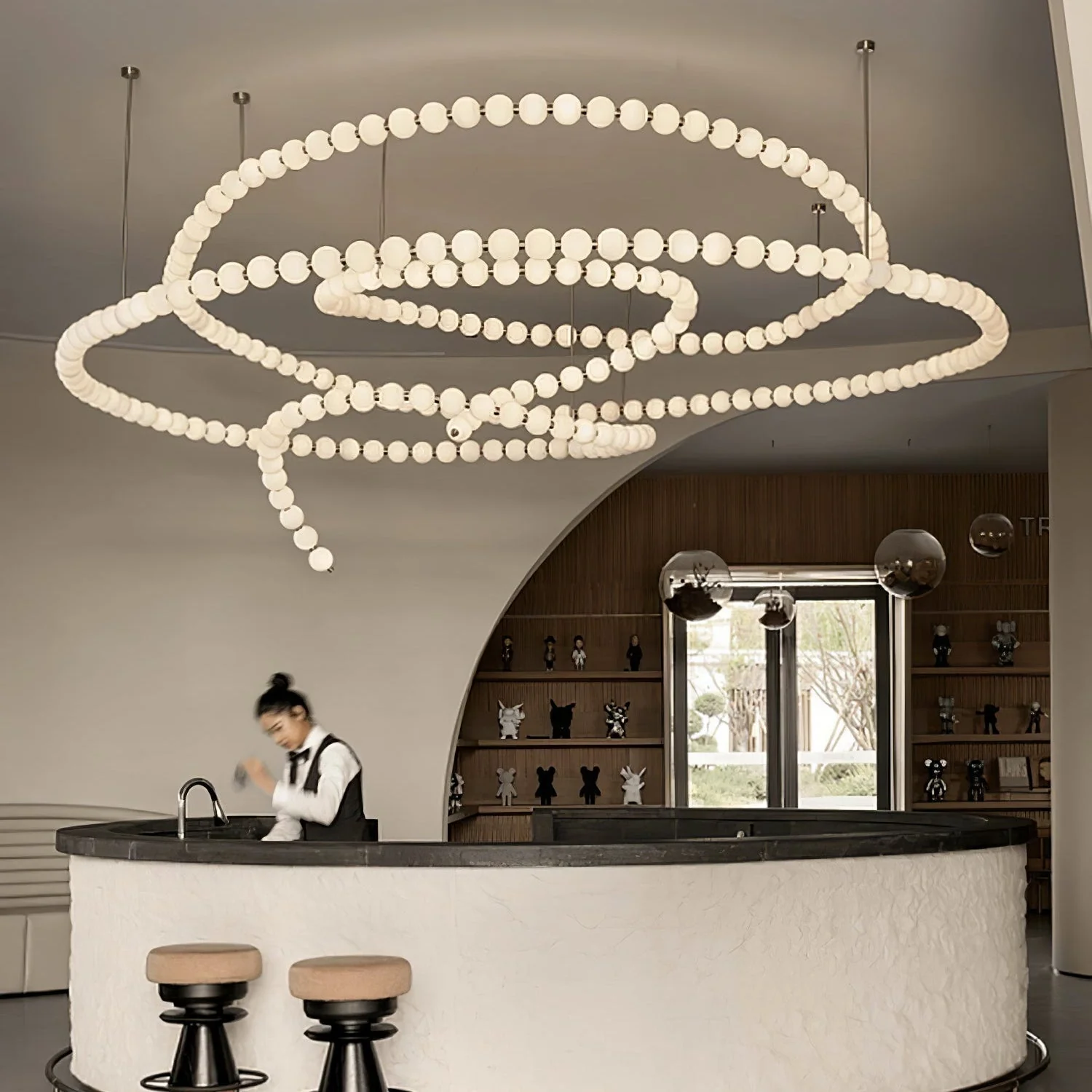 PearlCascade Glass Bead Chandelier - Image 22
