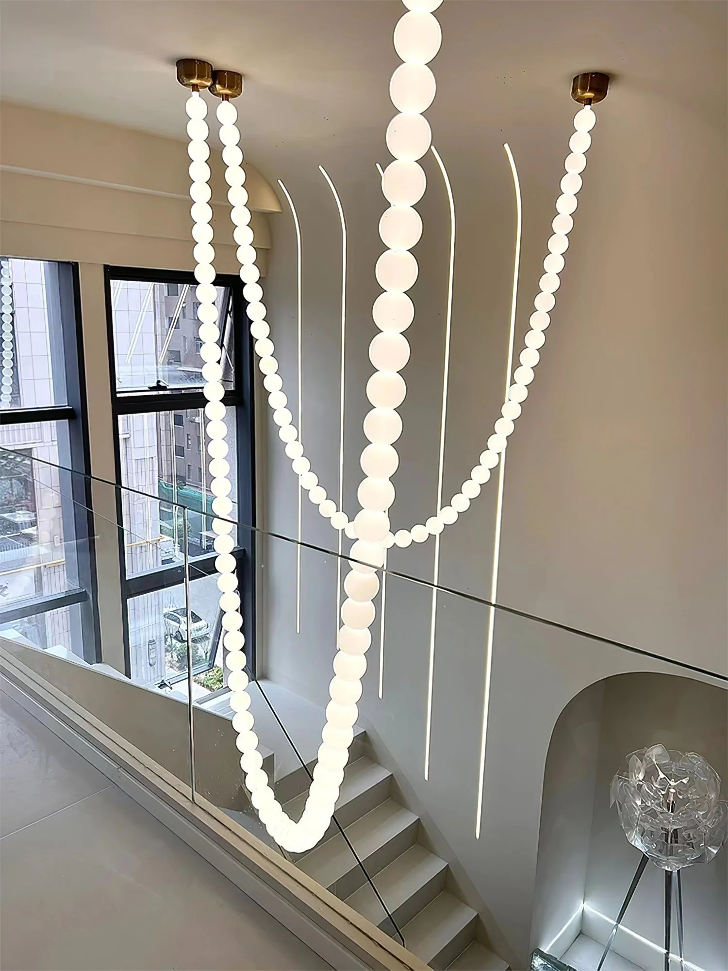 PearlCascade Glass Bead Chandelier - Image 25