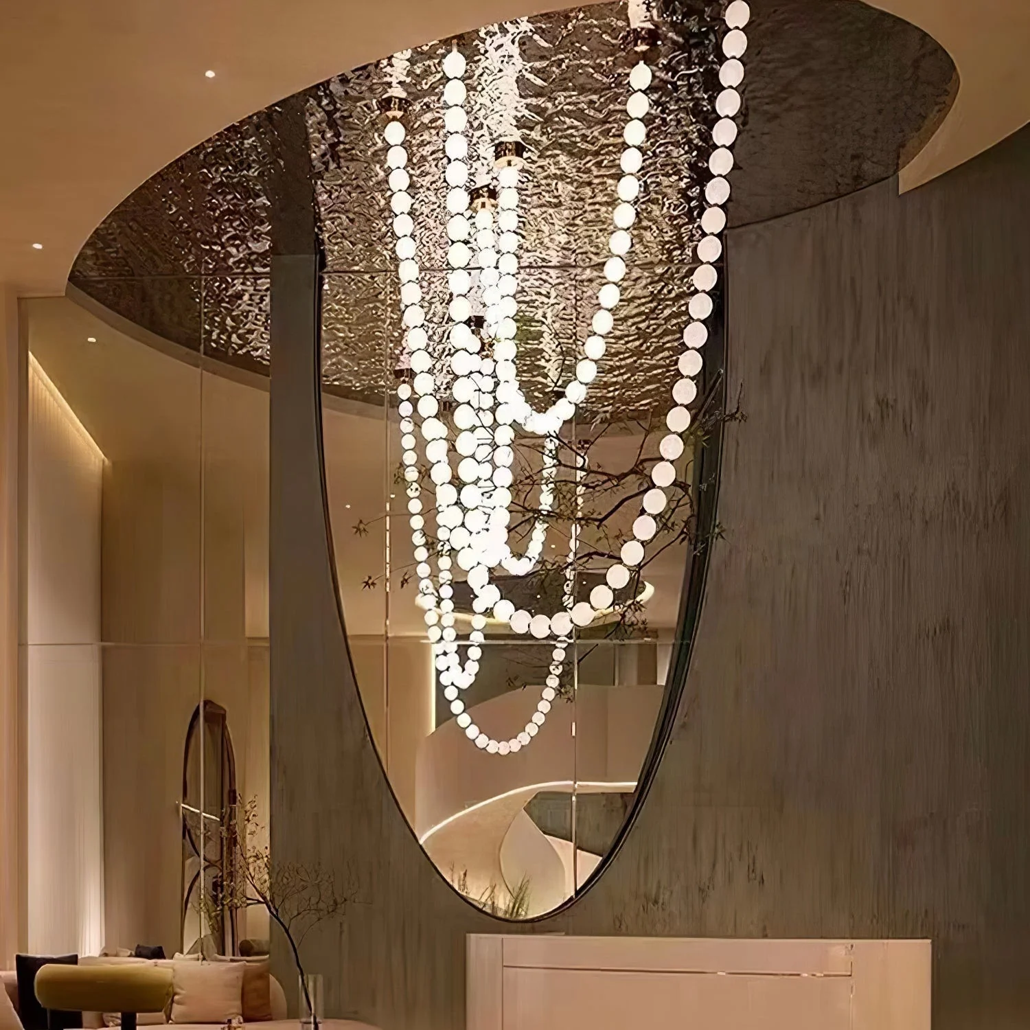 PearlCascade Glass Bead Chandelier - Image 35