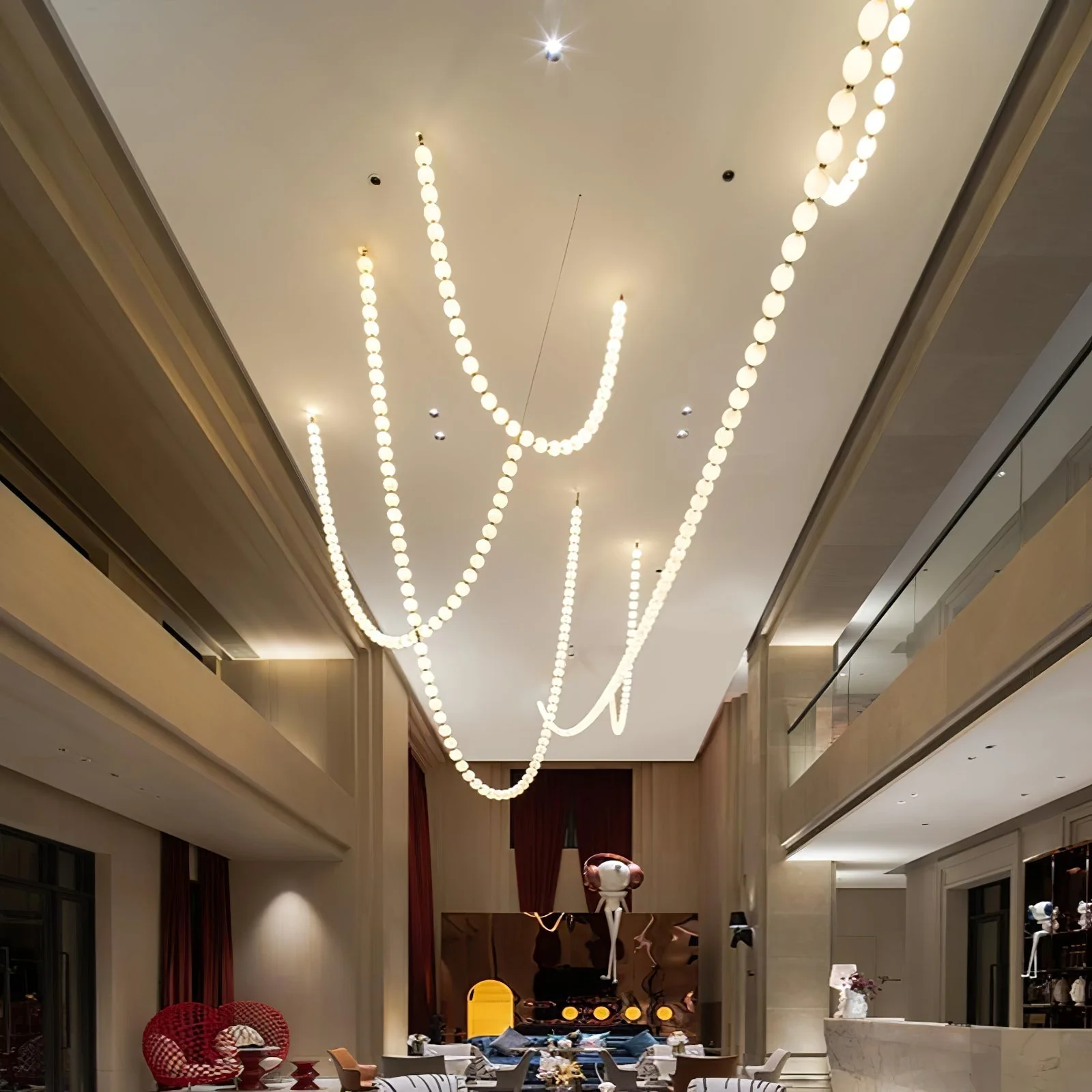 PearlCascade Glass Bead Chandelier - Image 39
