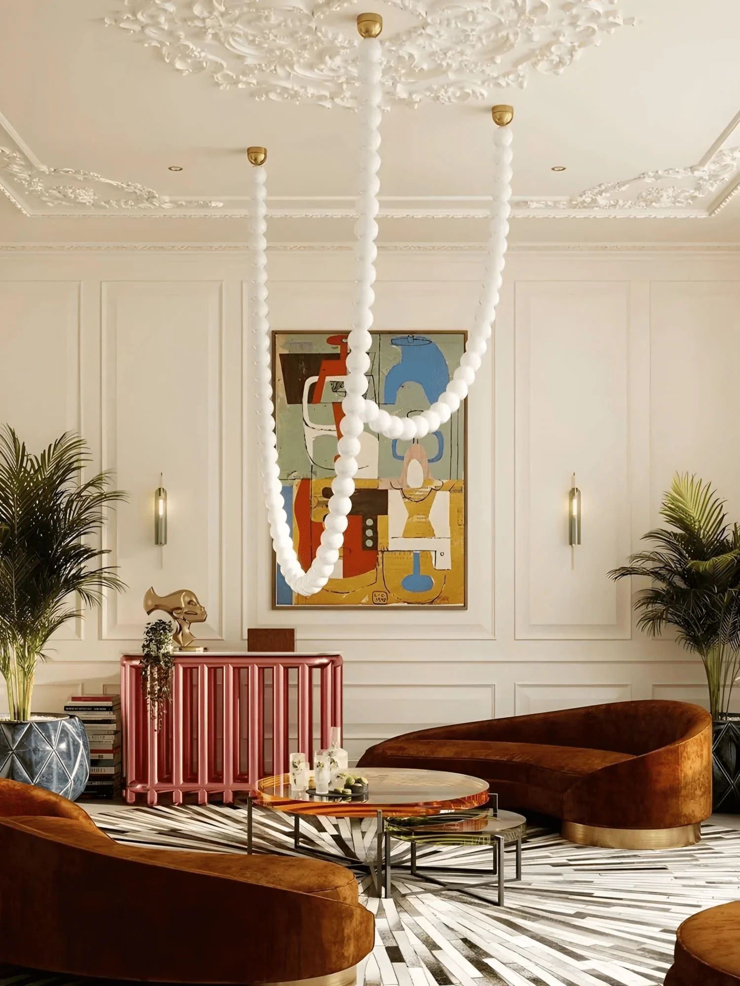 PearlCascade Glass Bead Chandelier - Image 45