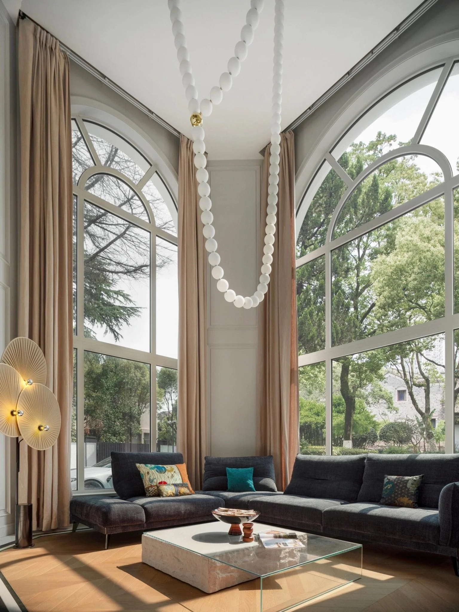 PearlCascade Glass Bead Chandelier - Image 52