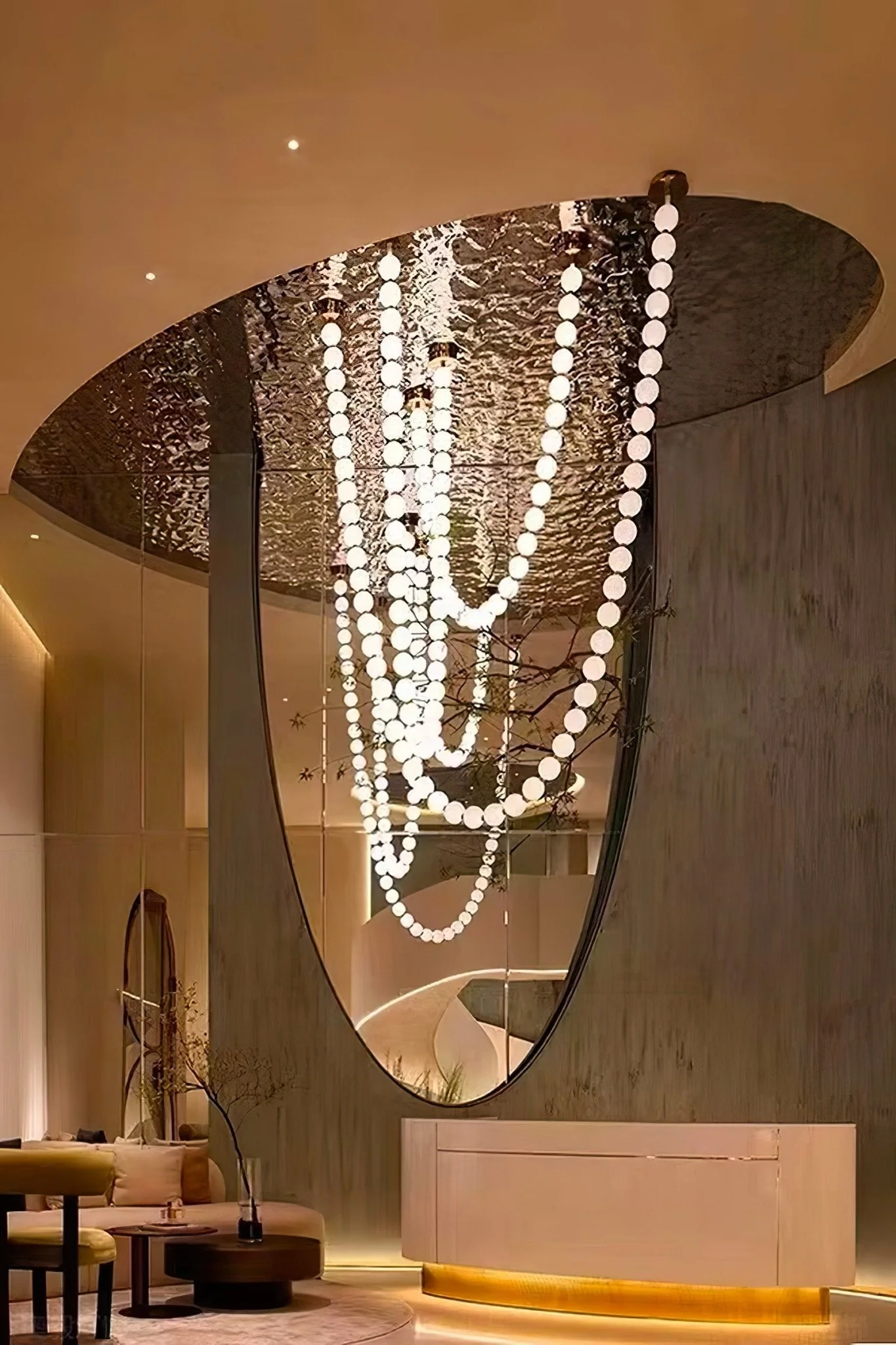 PearlCascade Glass Bead Chandelier - Image 57