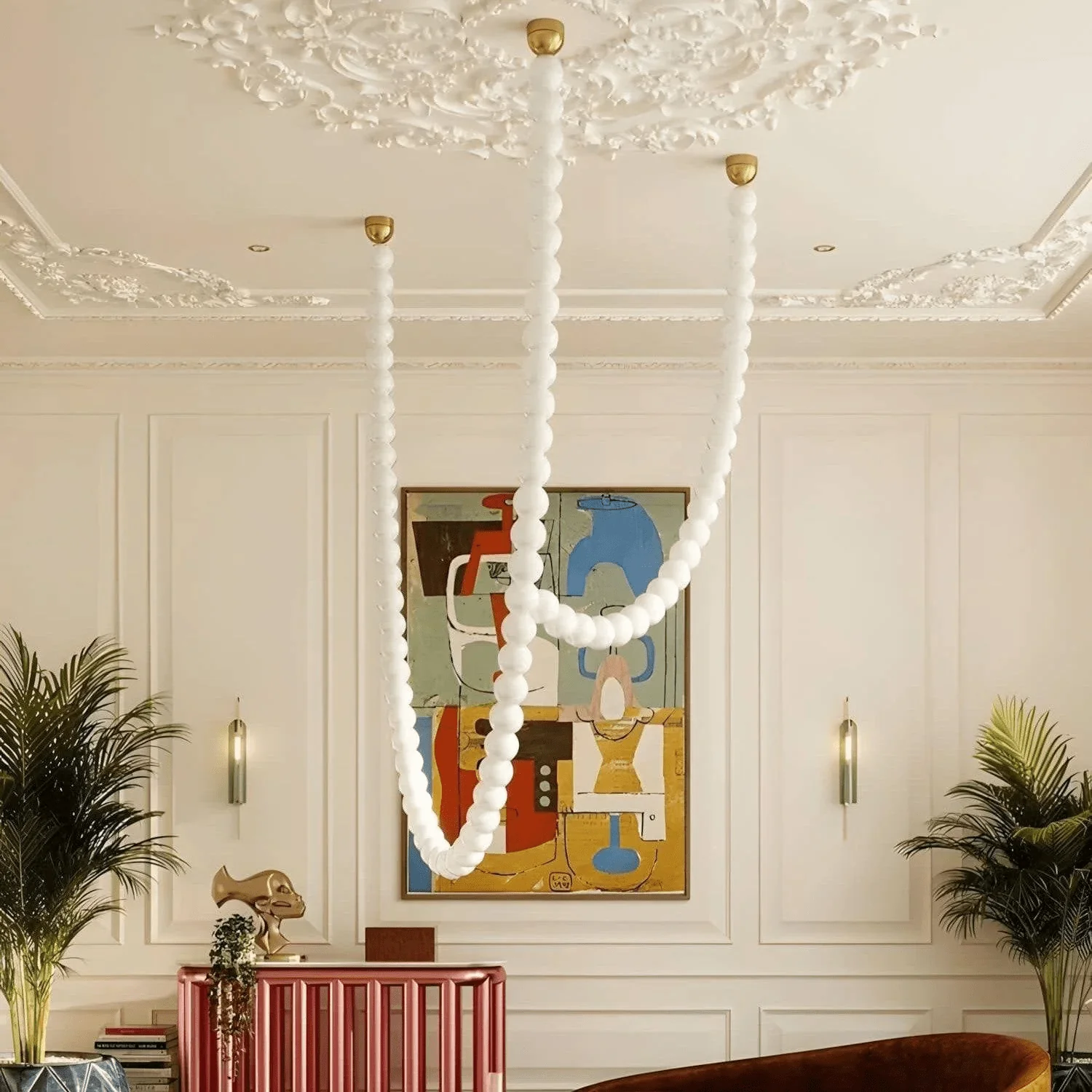 PearlCascade Glass Bead Chandelier - Image 59