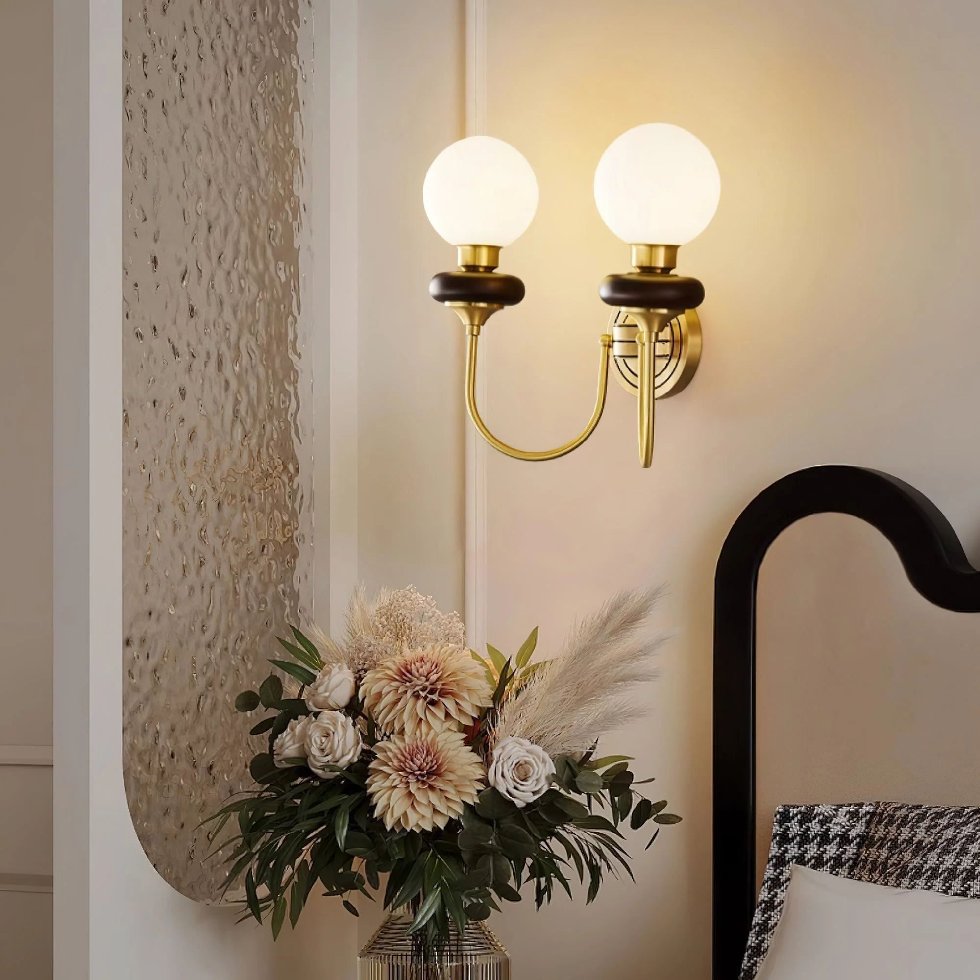 Perry Wall Lamp Premium Nordic Art Walnut Glass - Image 4