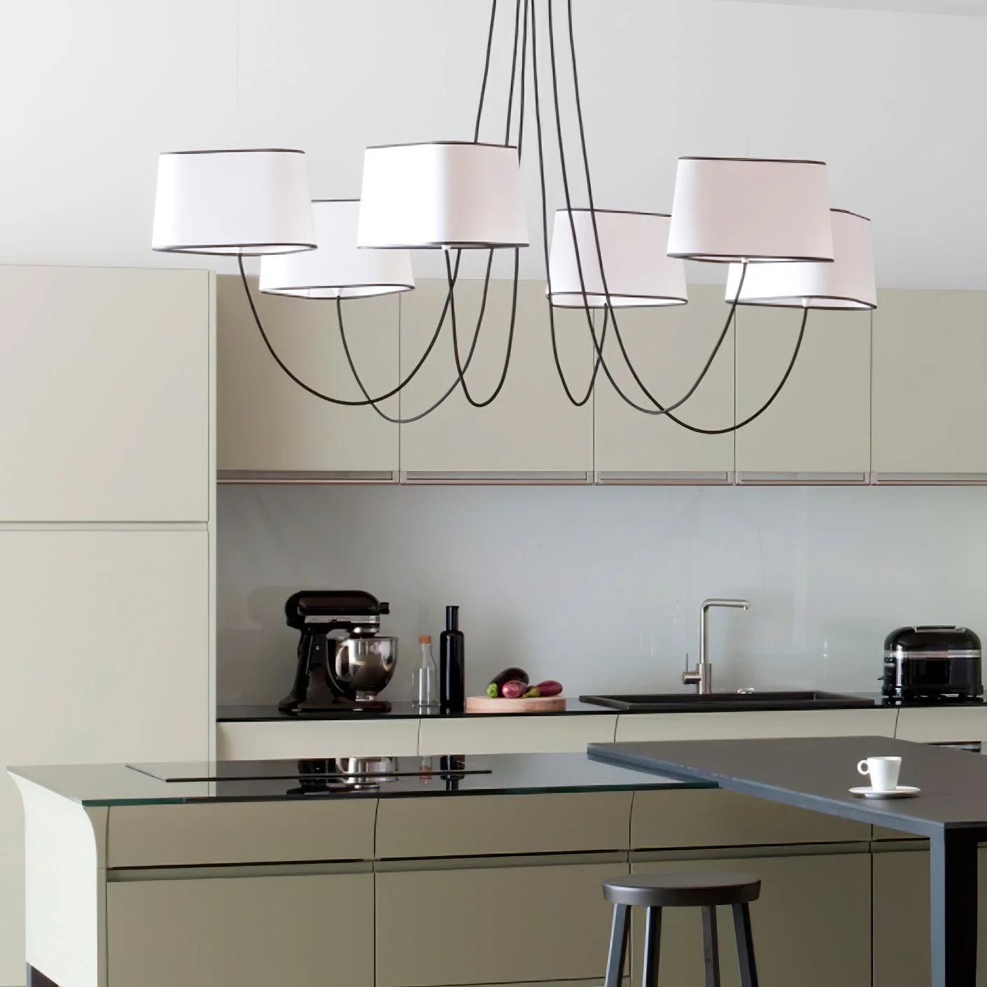 Petit Contemporary Fabric Chandelier - Image 2