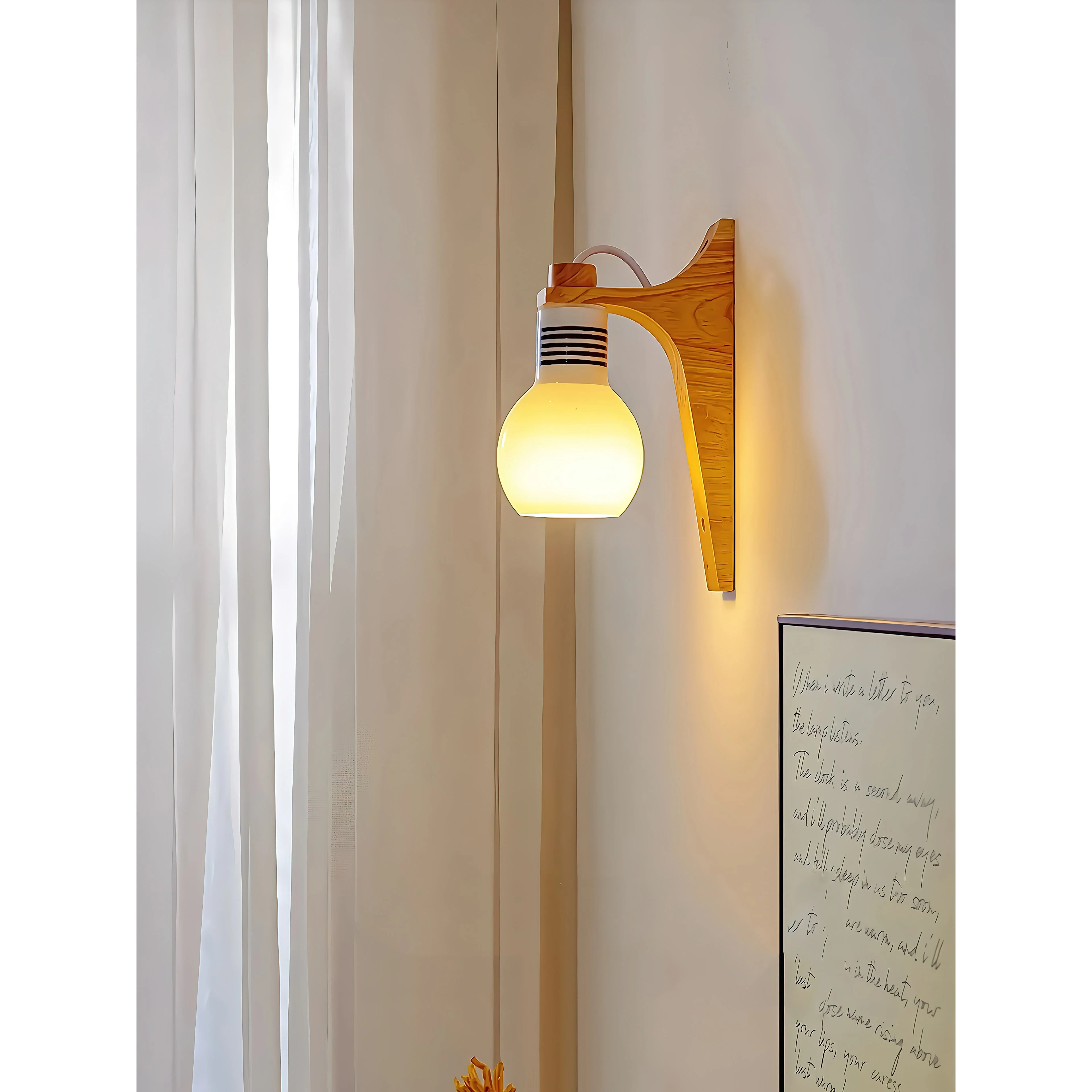 Picle Farmhouse Rubber Wood Wall Light - Image 10
