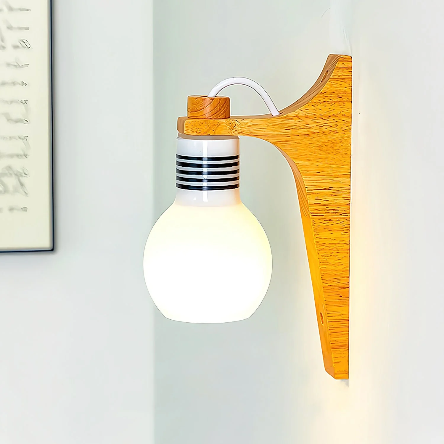 Picle Farmhouse Rubber Wood Wall Light - Image 2