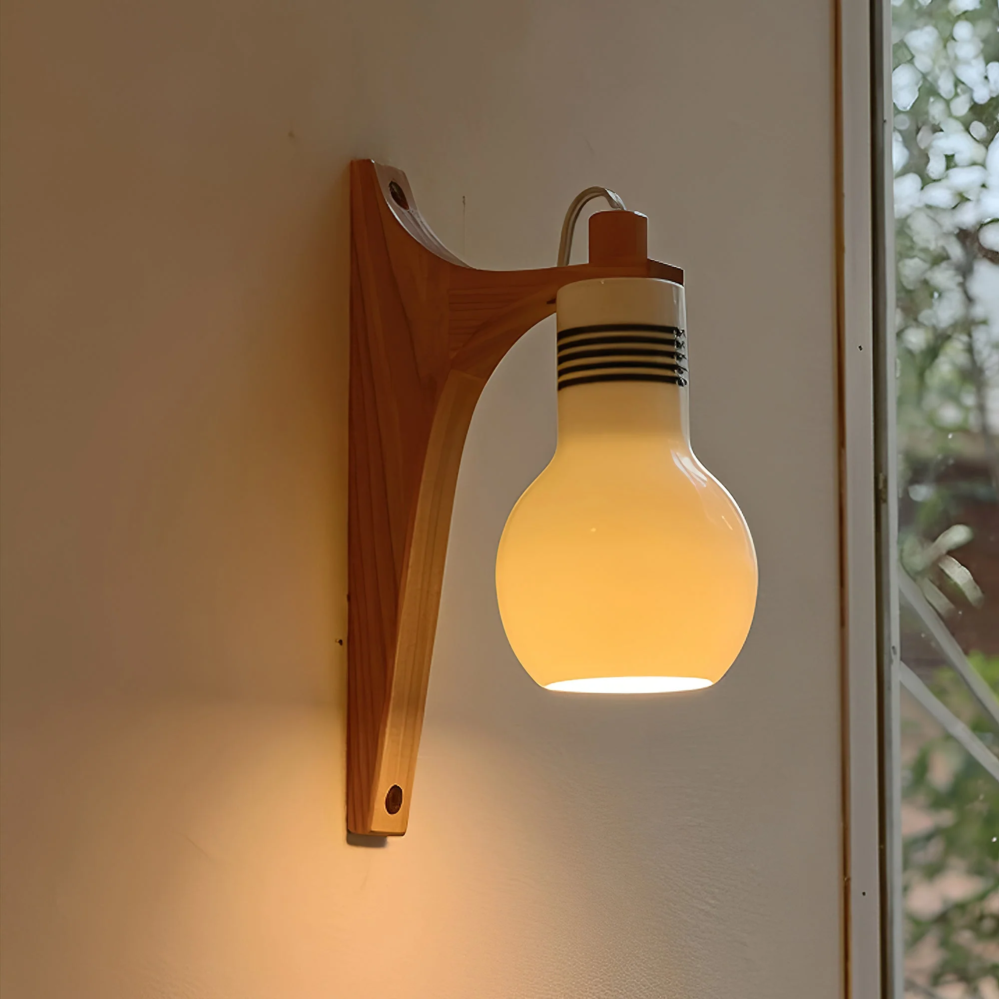 Picle Farmhouse Rubber Wood Wall Light - Image 5