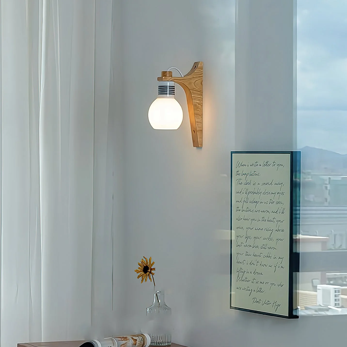 Picle Farmhouse Rubber Wood Wall Light - Image 8