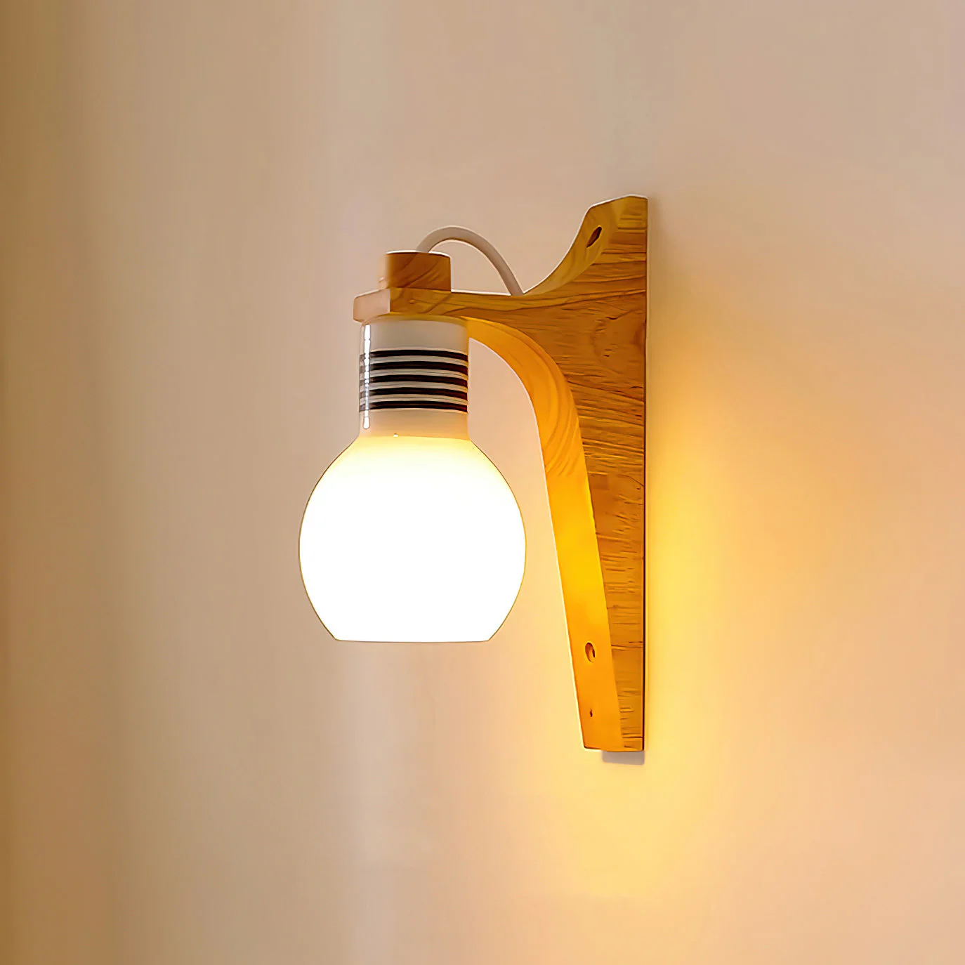 Picle Farmhouse Rubber Wood Wall Light - Image 9