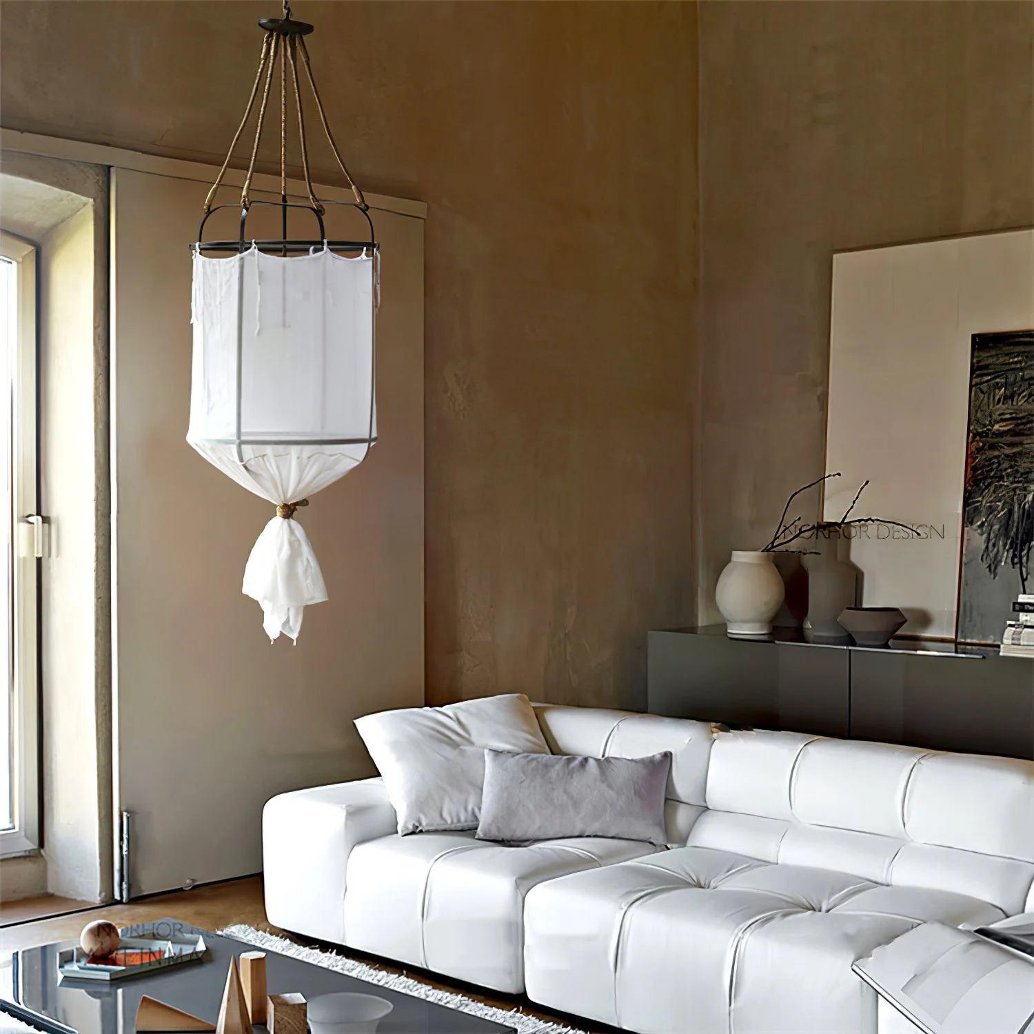 Provence Modern Linen Fabric Pendant Light - Image 3
