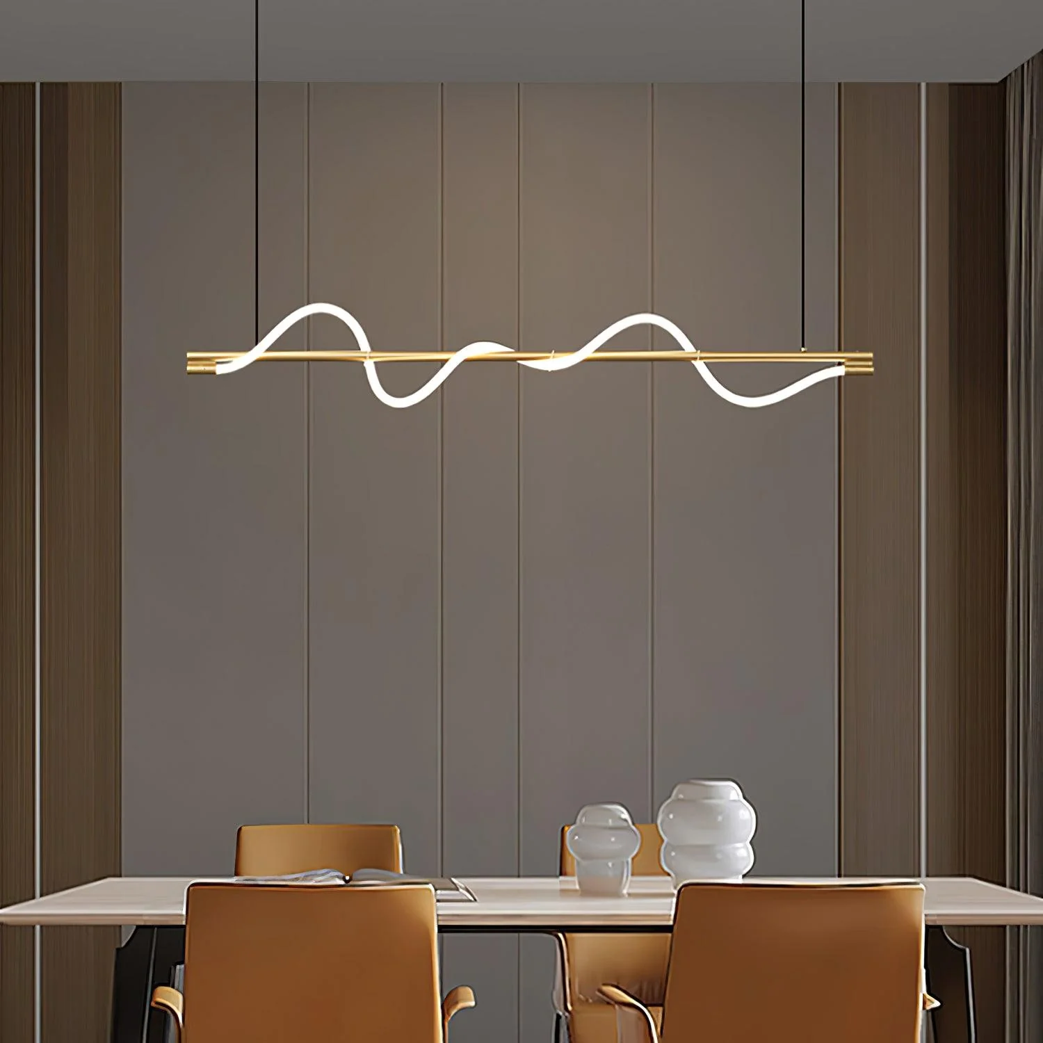 Pulse Minimalist Brass Pendant Lamp - Image 40