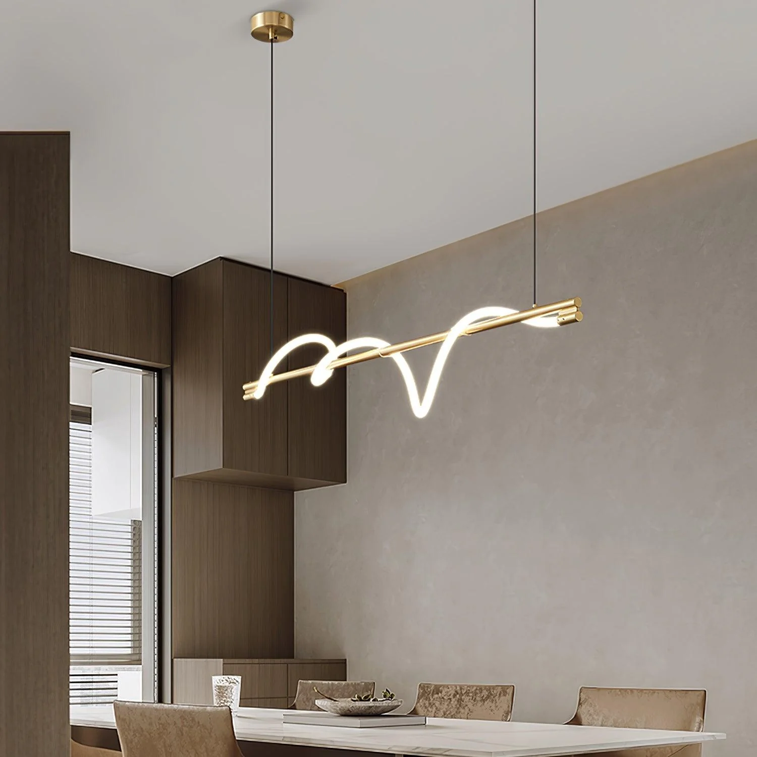 Pulse Minimalist Brass Pendant Lamp - Image 64