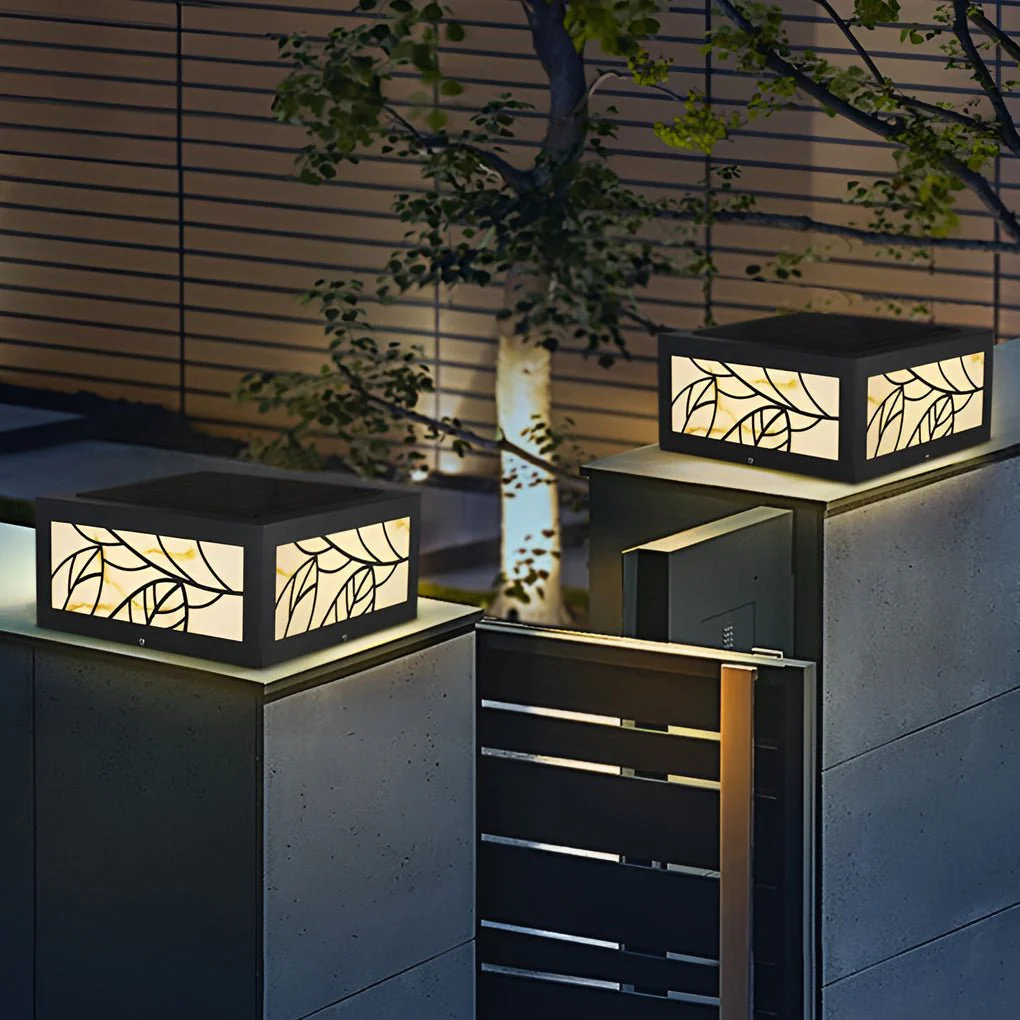 Rachel Square Modern Deck Post Marble Outdoor Pillar Light