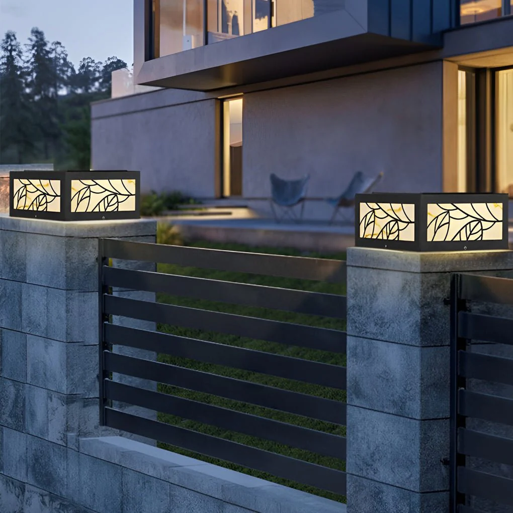 Rachel Square Modern Deck Post Marble Outdoor Pillar Light - Image 3