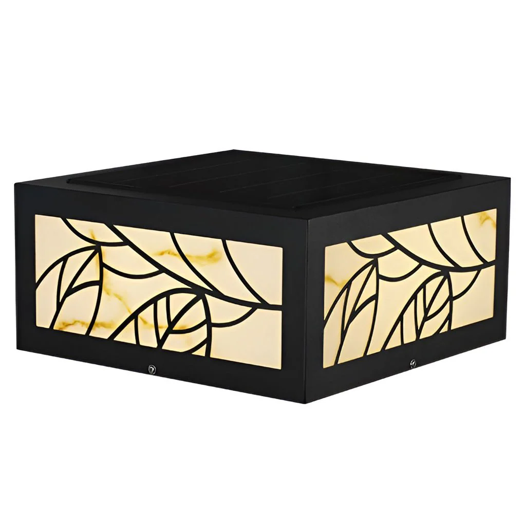 Rachel Square Modern Deck Post Marble Outdoor Pillar Light - Image 6