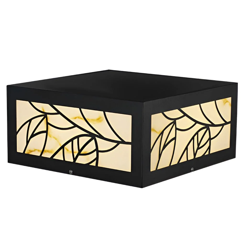 Rachel Square Modern Deck Post Marble Outdoor Pillar Light - Image 7