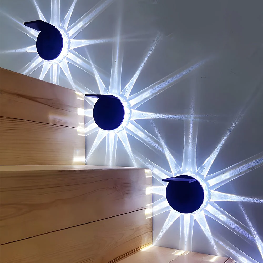 Rex Round LED Art Solar Plastic Outdoor Wall Sconce