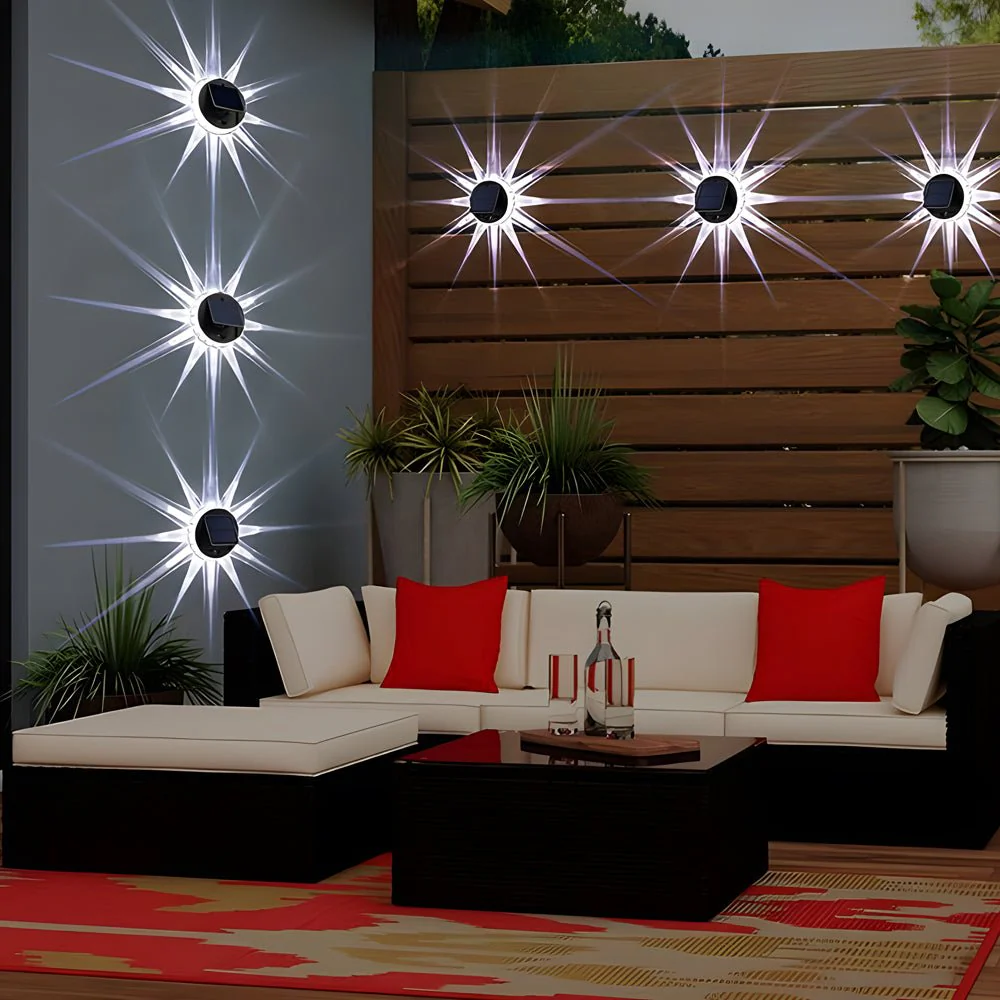 Rex Round LED Art Solar Plastic Outdoor Wall Sconce - Image 4