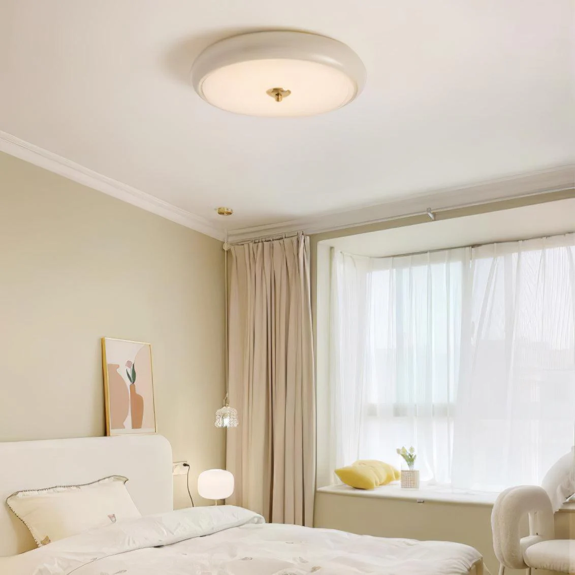 Utheara Modern Minimalist Ripple Cream Glass Ceiling Lamp - Image 10