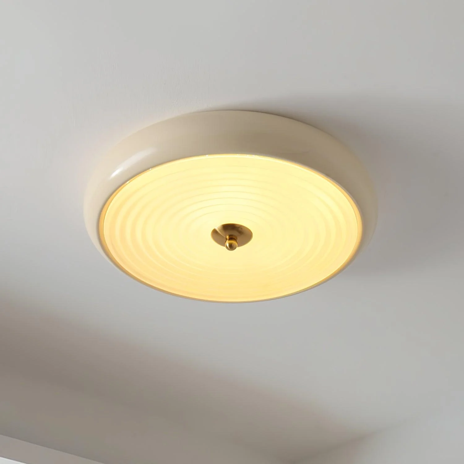 Utheara Modern Minimalist Ripple Cream Glass Ceiling Lamp - Image 11