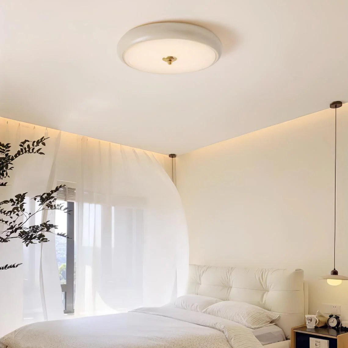 Utheara Modern Minimalist Ripple Cream Glass Ceiling Lamp - Image 16