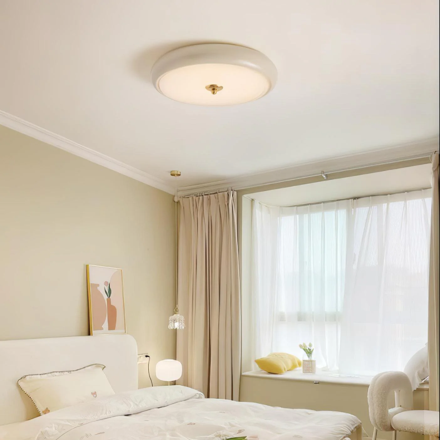 Utheara Modern Minimalist Ripple Cream Glass Ceiling Lamp - Image 19