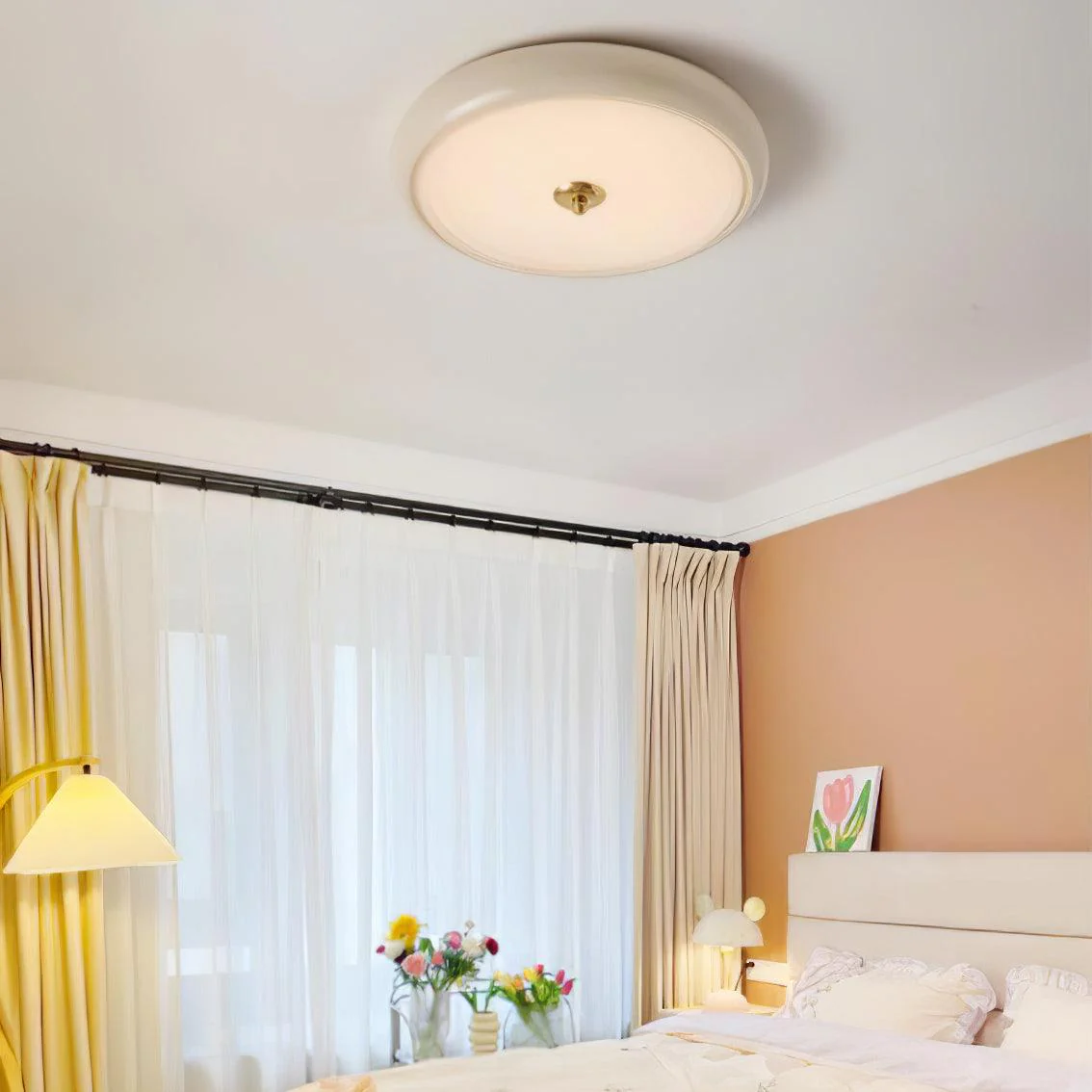 Utheara Modern Minimalist Ripple Cream Glass Ceiling Lamp - Image 20