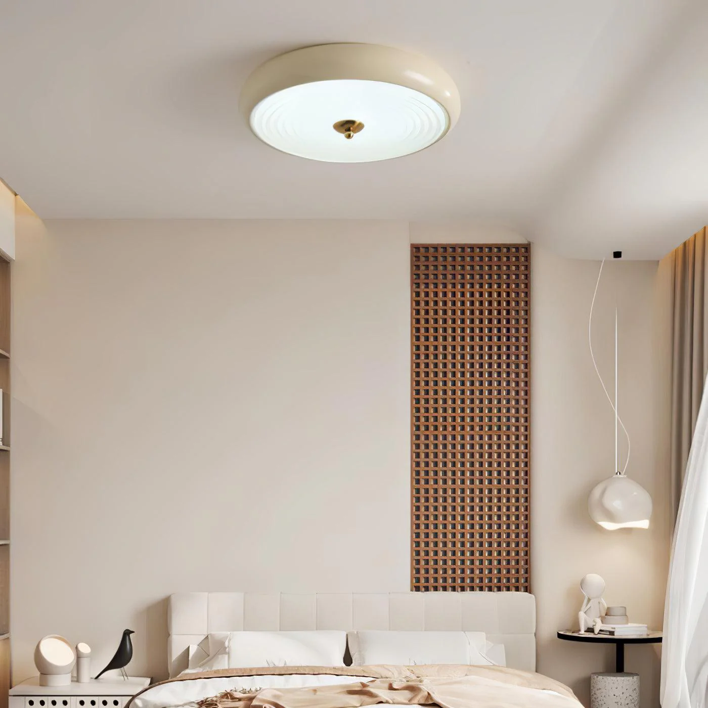 Utheara Modern Minimalist Ripple Cream Glass Ceiling Lamp - Image 27