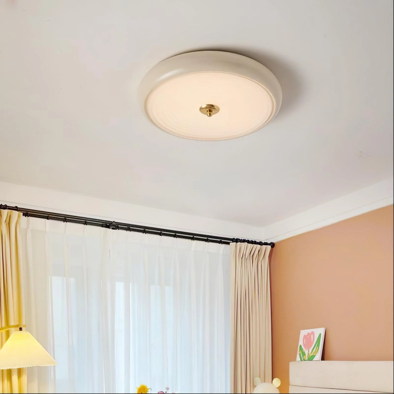 Utheara Modern Minimalist Ripple Cream Glass Ceiling Lamp - Image 3