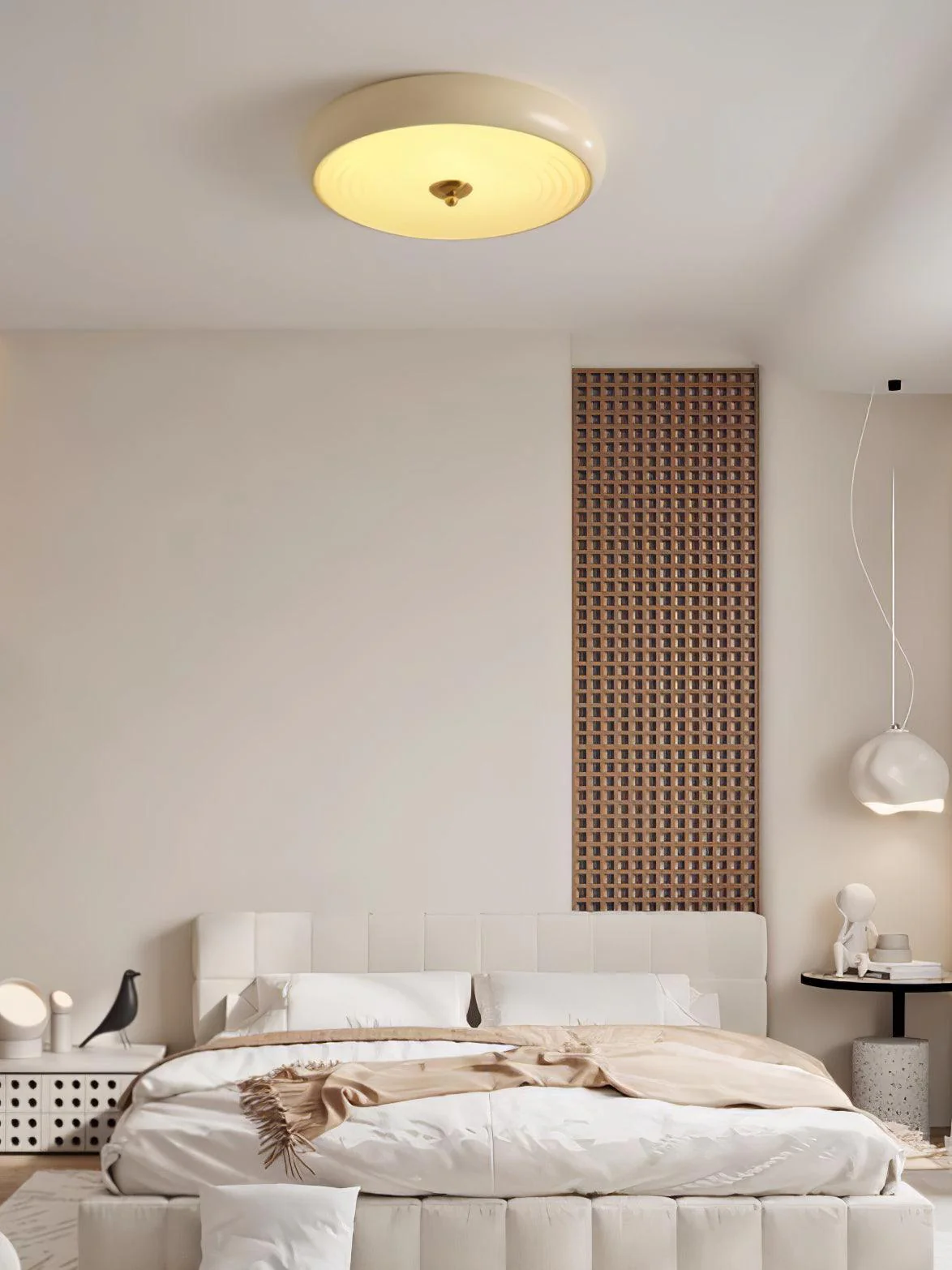 Utheara Modern Minimalist Ripple Cream Glass Ceiling Lamp - Image 30