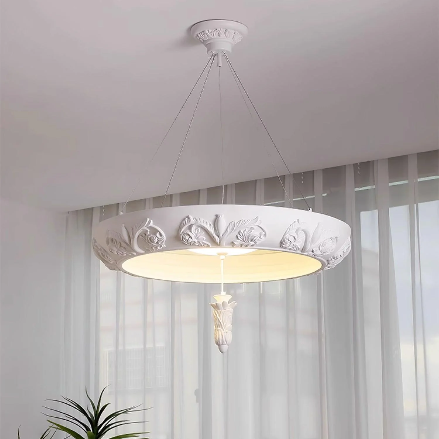 Rococo Plaster Pendant Chandelier - Image 4