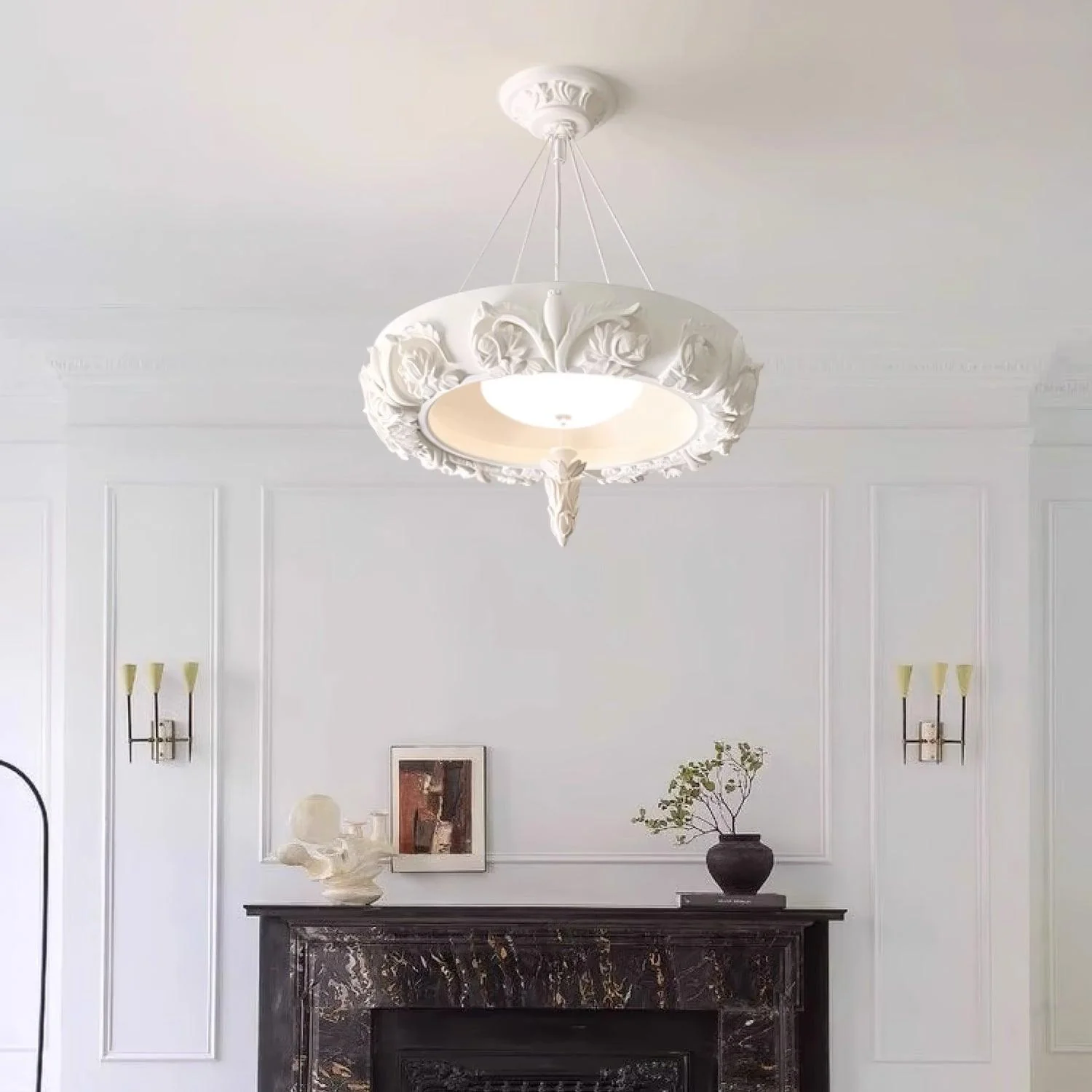 Rococo Plaster Pendant Chandelier - Image 7
