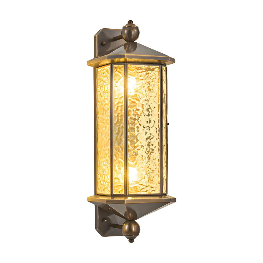 Rosalind Elegant Brass Glass Copper Outdoor Wall Light - Image 7